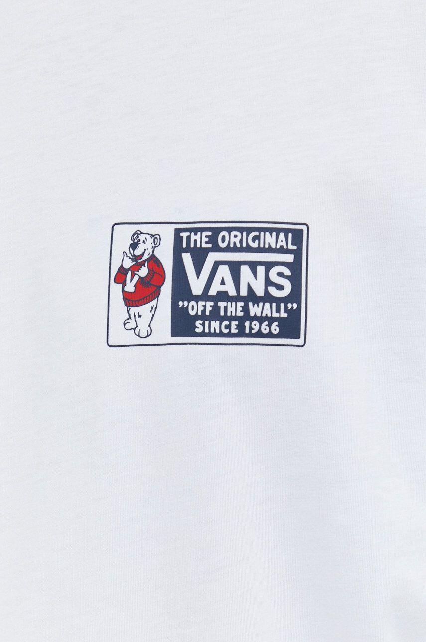 Vans Bombažna majica z dolgimi rokavi bela barva - Pepit.si