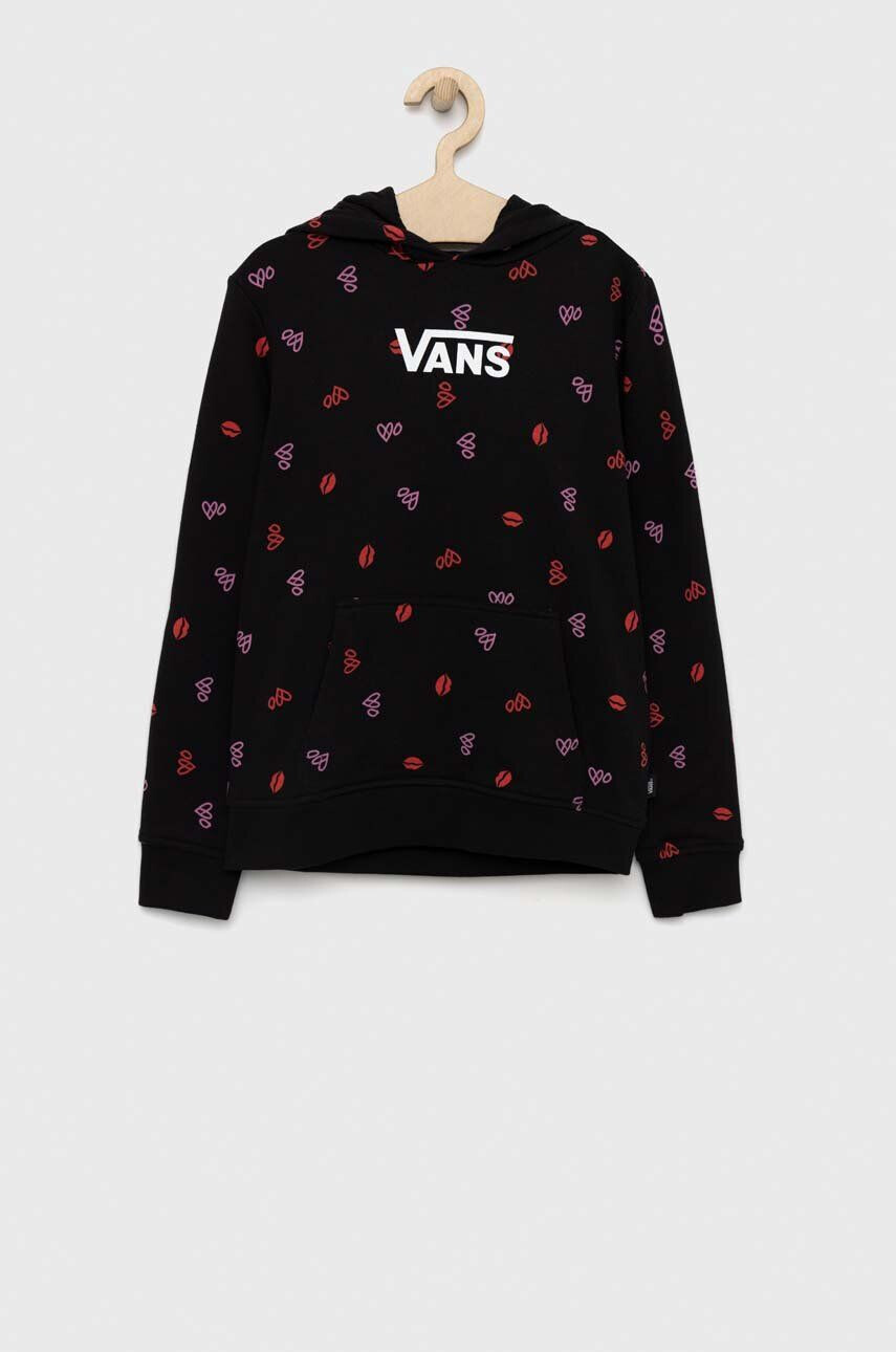 Vans Otroška bombažna mikica LOVE HOODIE Black črna barva s kapuco - Pepit.si