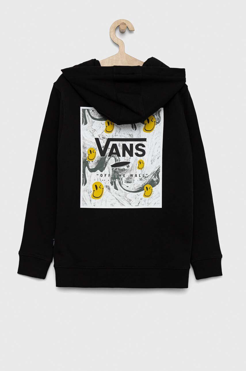 Vans Otroški bombažen pulover BY PRINT BOX BACK PO Black/Charcoal črna barva s kapuco - Pepit.si