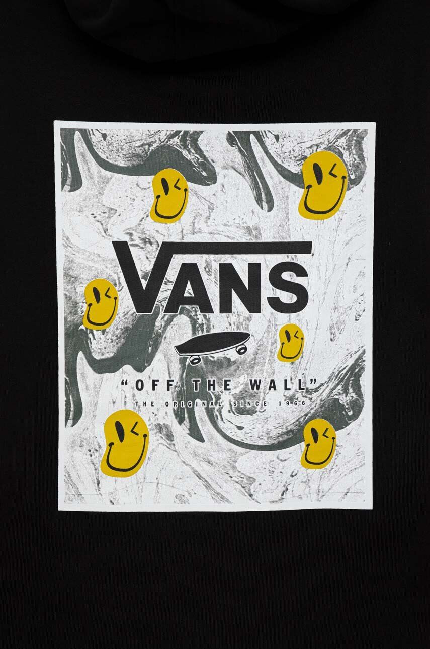 Vans Otroški bombažen pulover BY PRINT BOX BACK PO Black/Charcoal črna barva s kapuco - Pepit.si