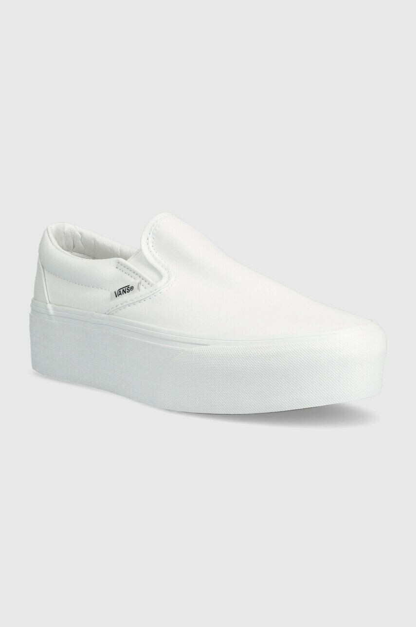 Vans Teniske Classic Slip-On Stackform ženske bela barva VN0A7Q5RW001 - Pepit.si