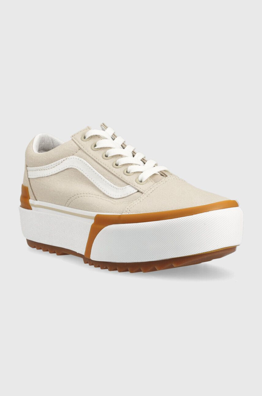 Vans Teniske Old Skool Stacked ženske bež barva VN0A4U15BLL1 - Pepit.si