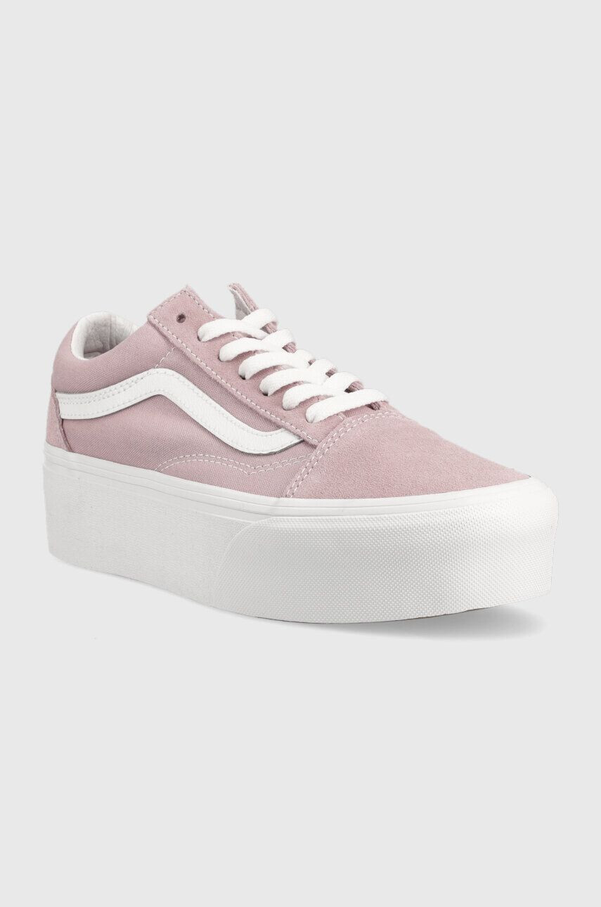 Vans Teniske Old Skool Stackform ženske bež barva VN0A7Q5MIVR1 - Pepit.si