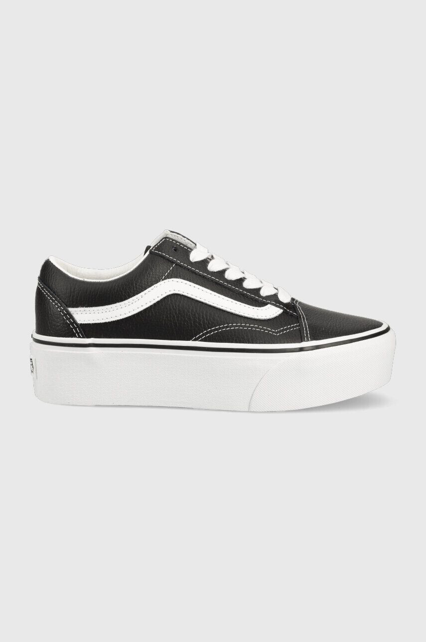 Vans Usnjene teniske Old Skool Stackform ženske črna barva VN0A7Q5MBPB1 - Pepit.si