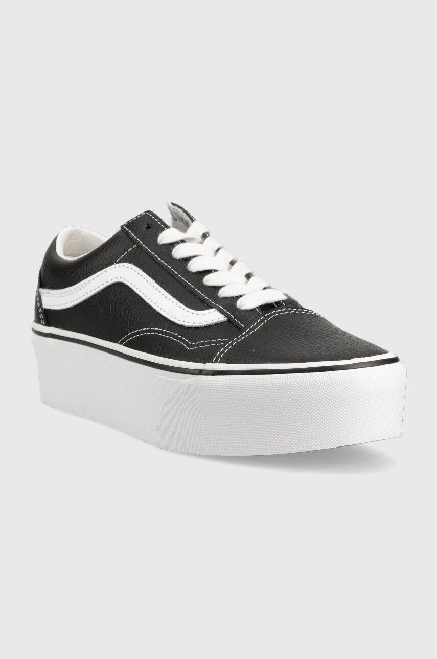 Vans Usnjene teniske Old Skool Stackform ženske črna barva VN0A7Q5MBPB1 - Pepit.si