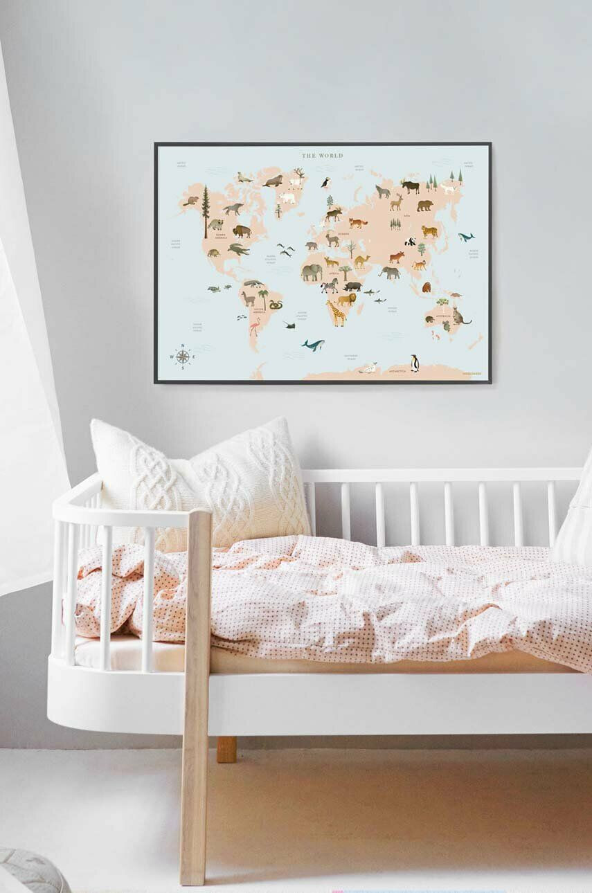 Vissevasse Plakat World Map Animal 30 x 40 cm - Pepit.si