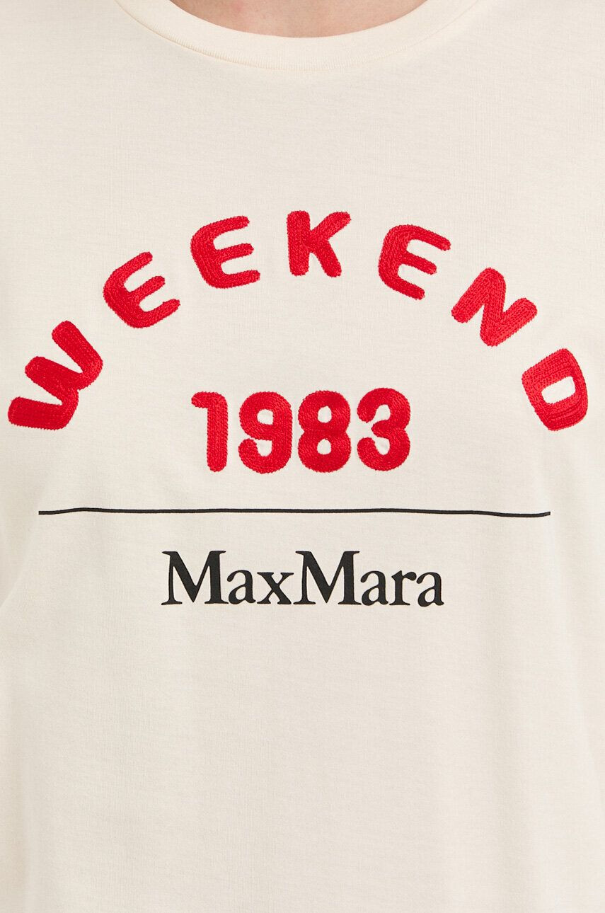 Weekend Max Mara Bombažna kratka majica bež barva - Pepit.si