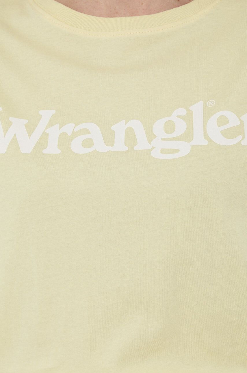 Wrangler Bombažen t-shirt rumena barva - Pepit.si