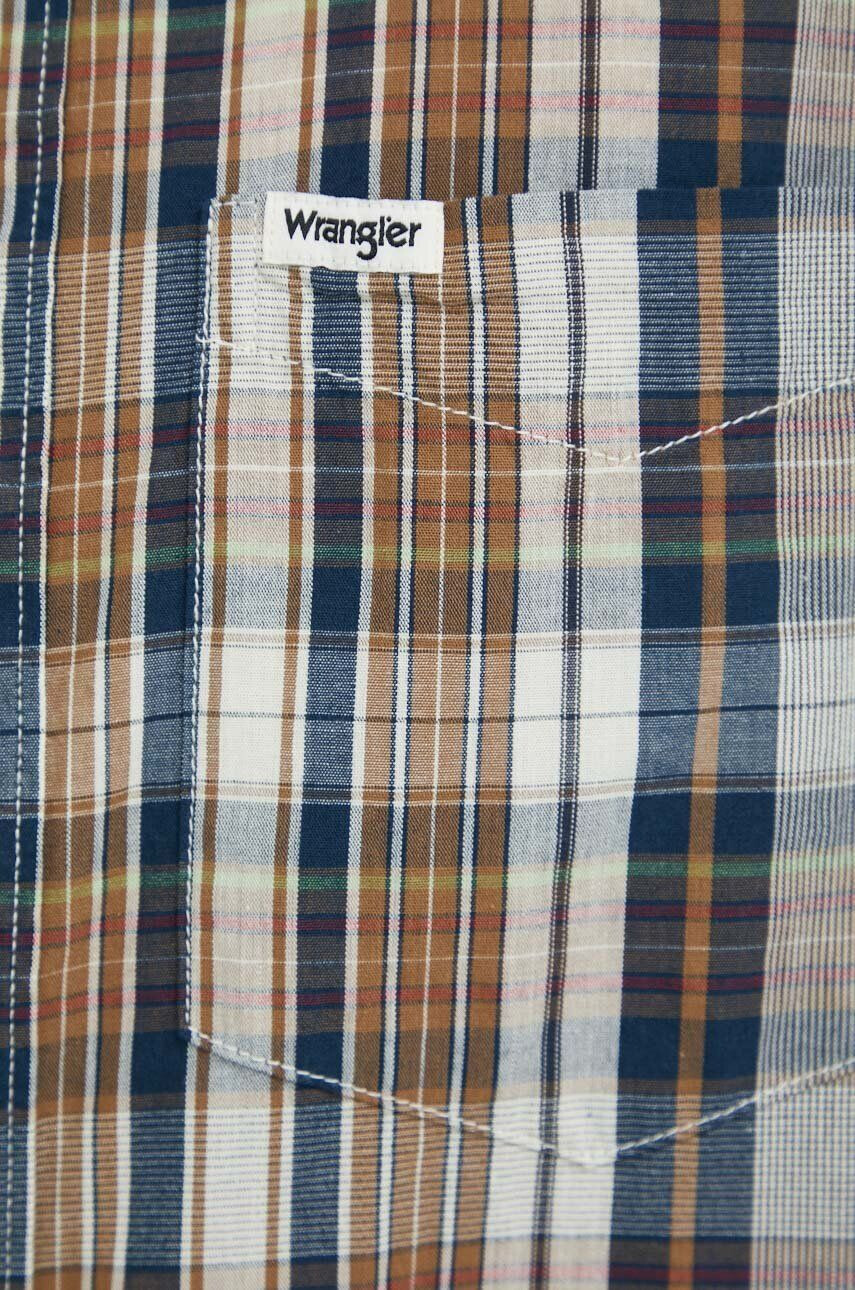 Wrangler Bombažna srajca moška rjava barva - Pepit.si