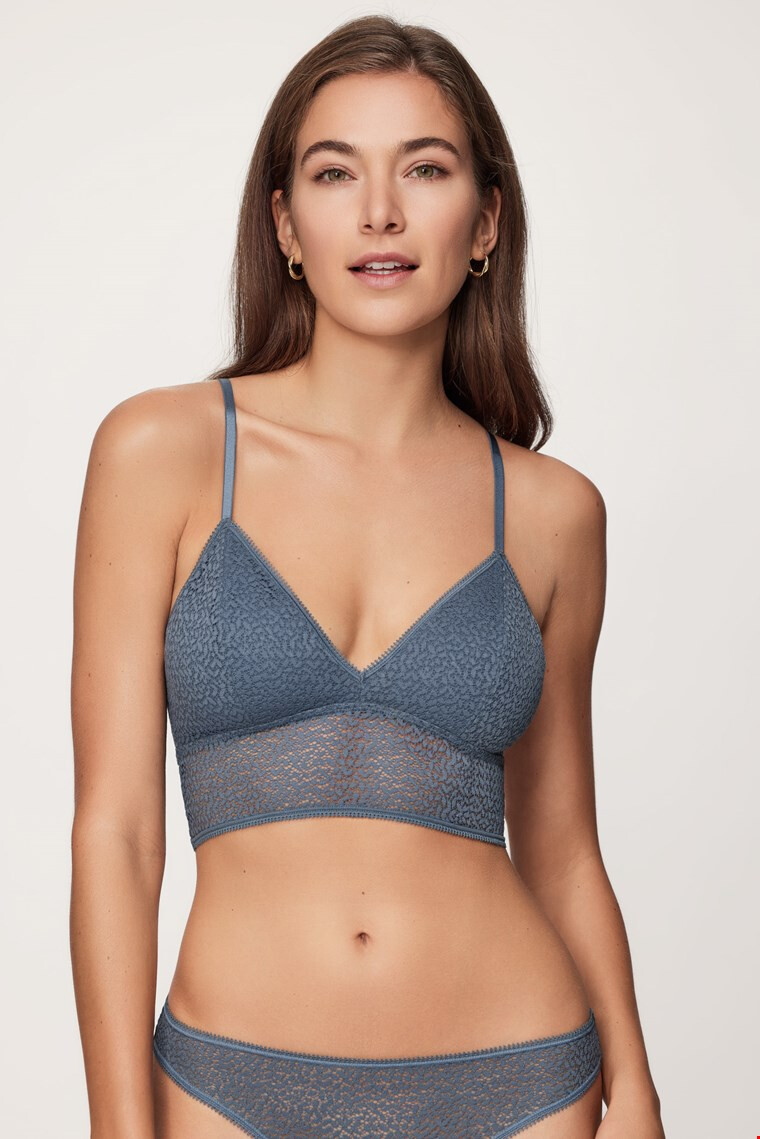 DKNY Modrček Racerback Bralette Vintage Blue - Pepit.si