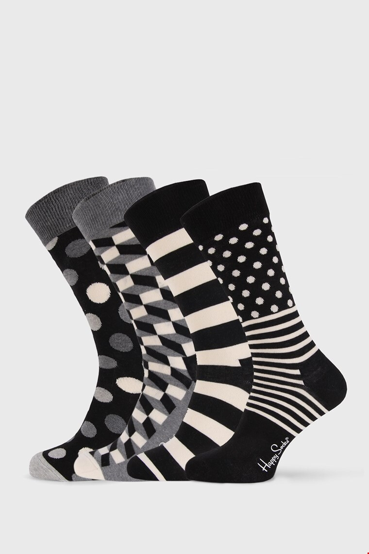 Happy Socks 4 PACK nogavice Black and White - Pepit.si