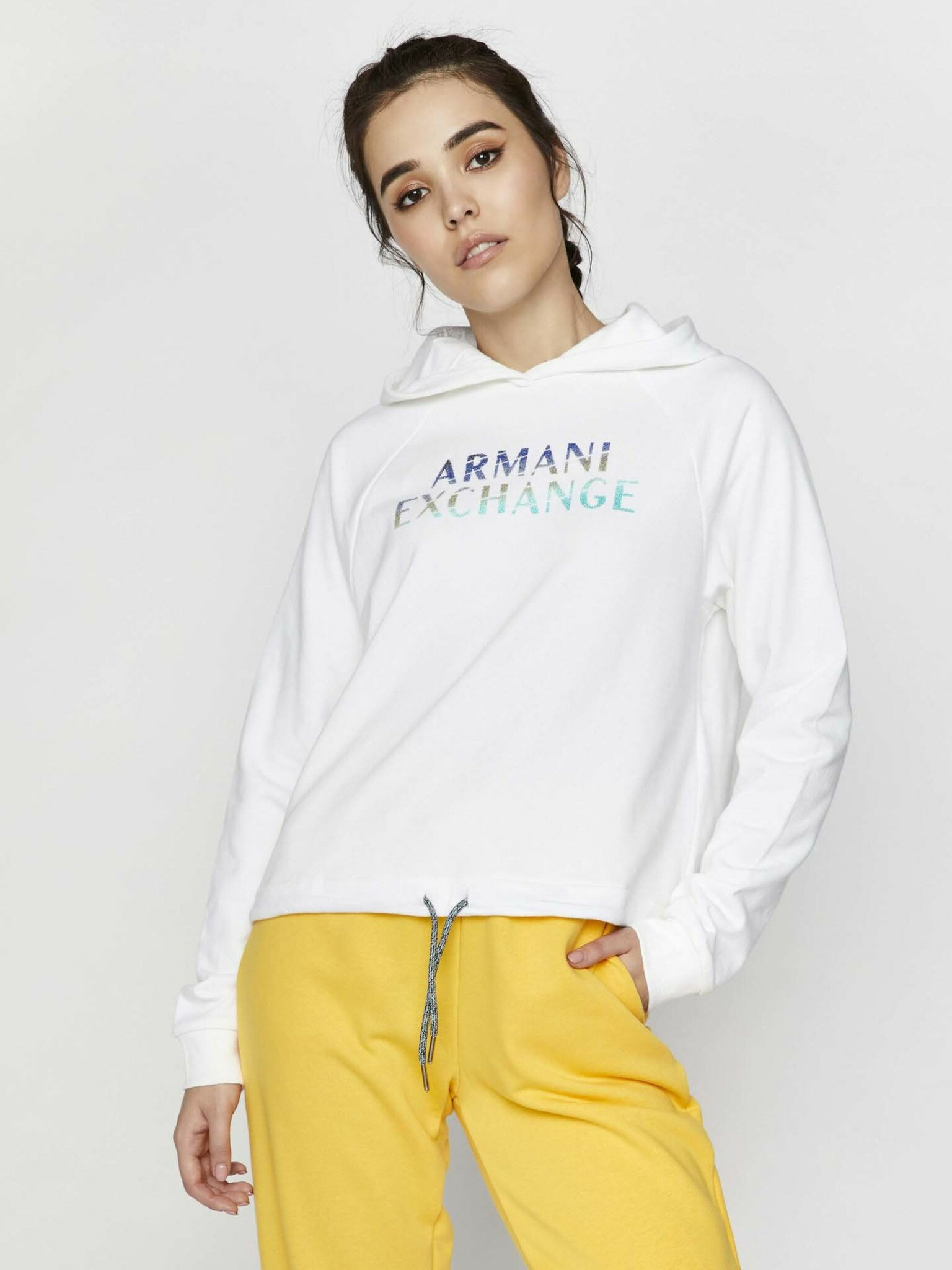 Armani Exchange Pulover Bela - Pepit.si