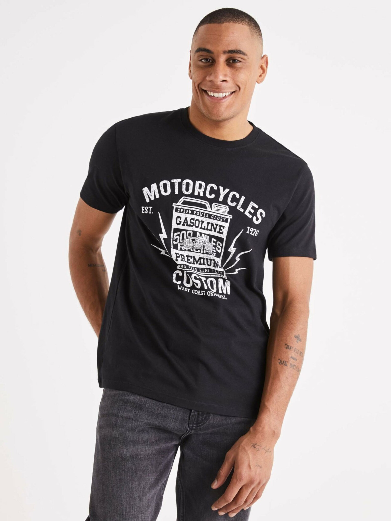 Celio Bedisplay Motorcycles Majica Črna - Pepit.si