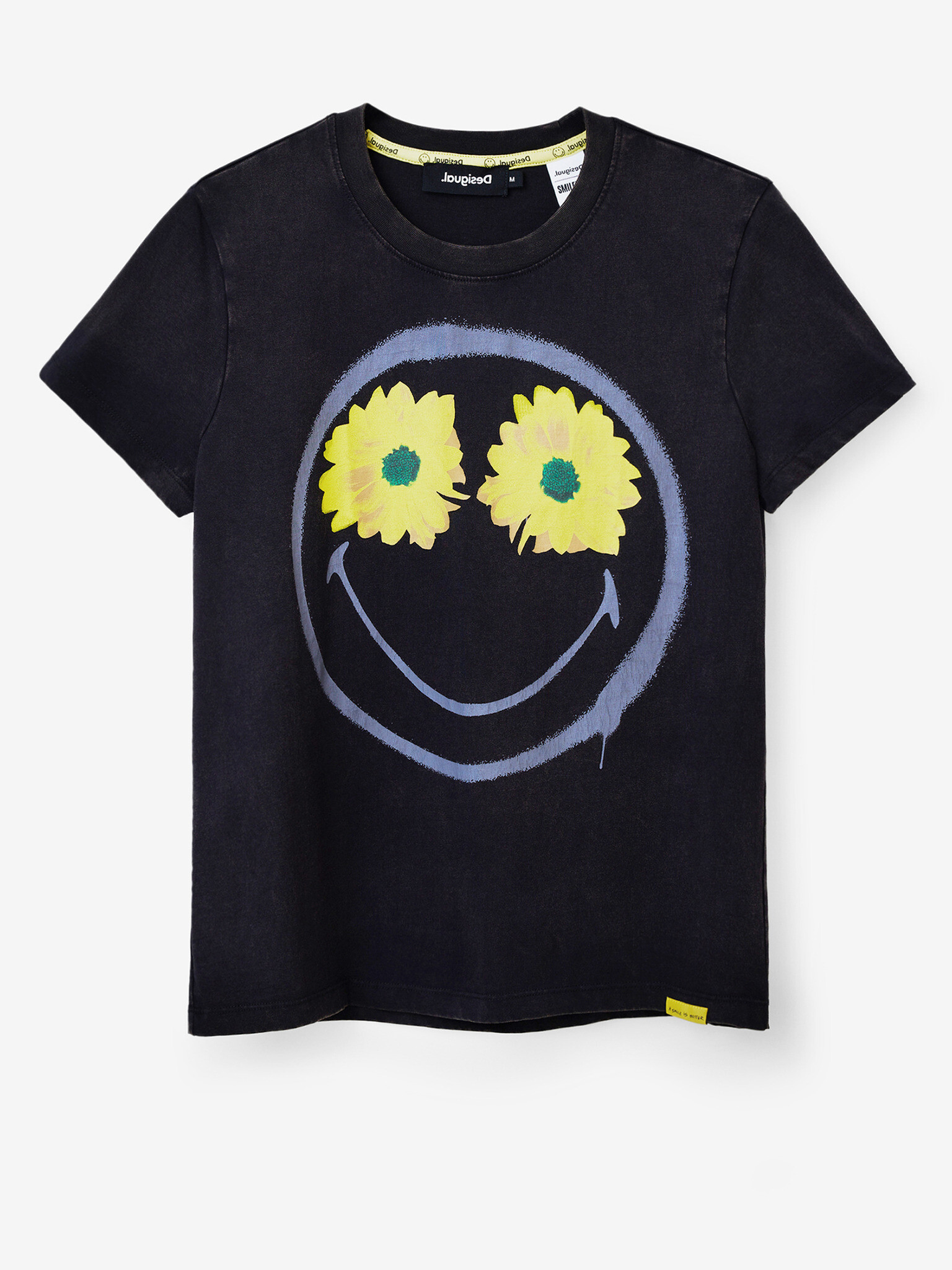 Desigual Margarita Smiley Majica Črna - Pepit.si