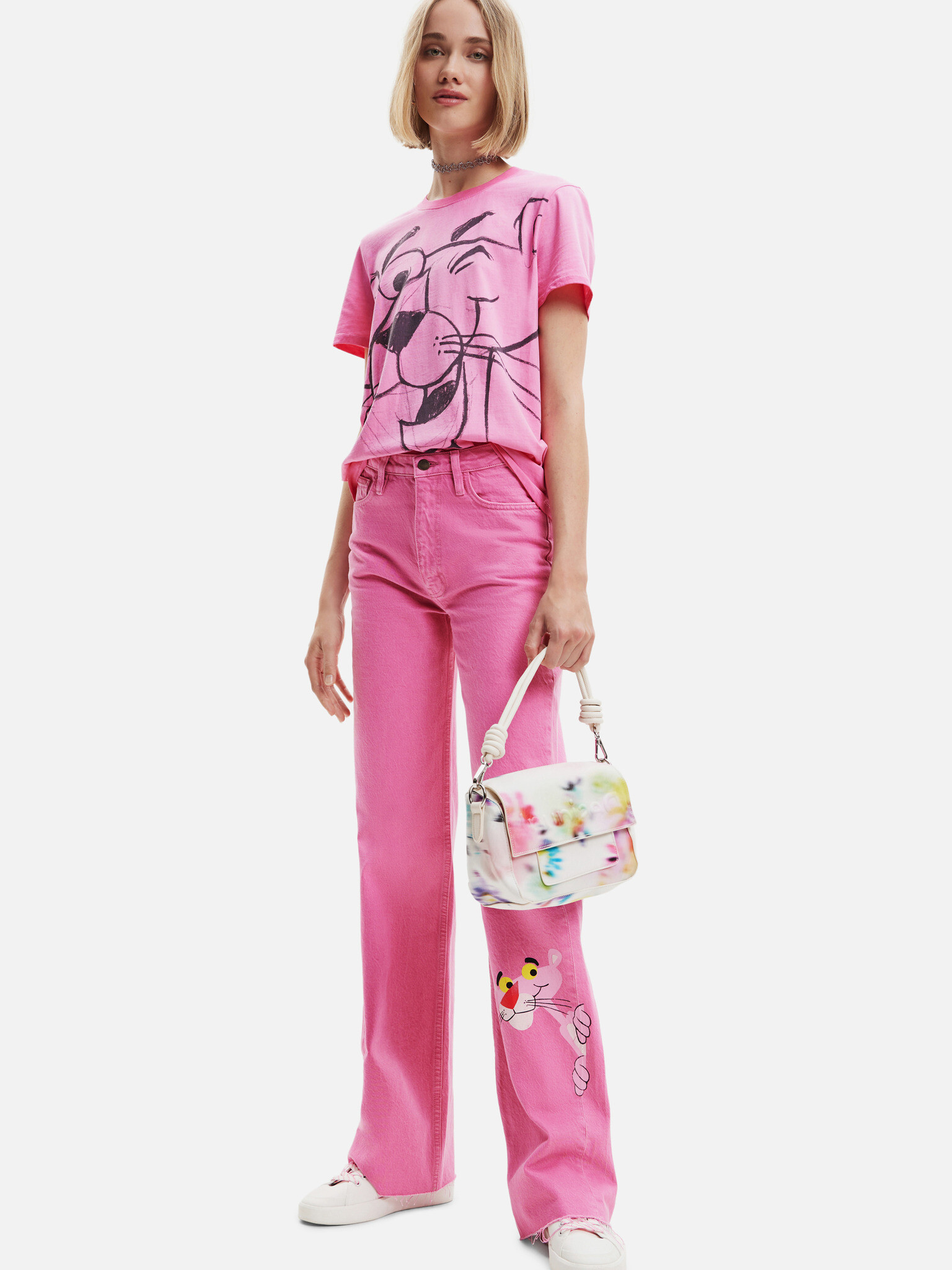 Desigual Pink Panther Smile Majica Roza - Pepit.si