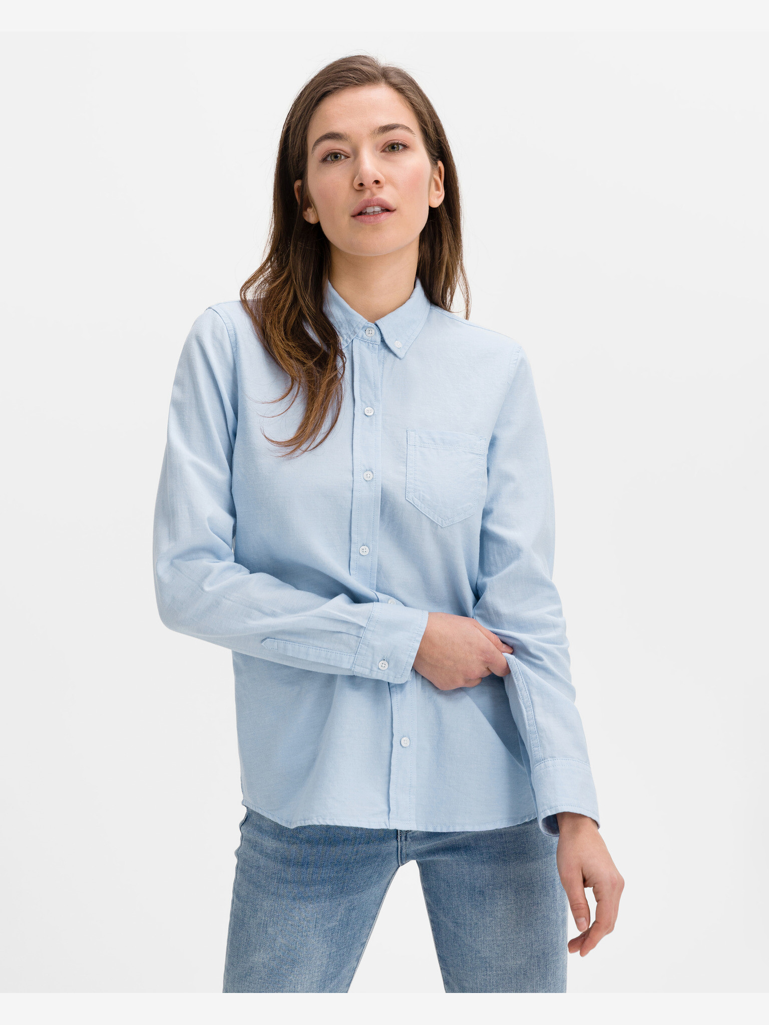 GAP Fitted Boyfriend Oxford Srajca Modra - Pepit.si