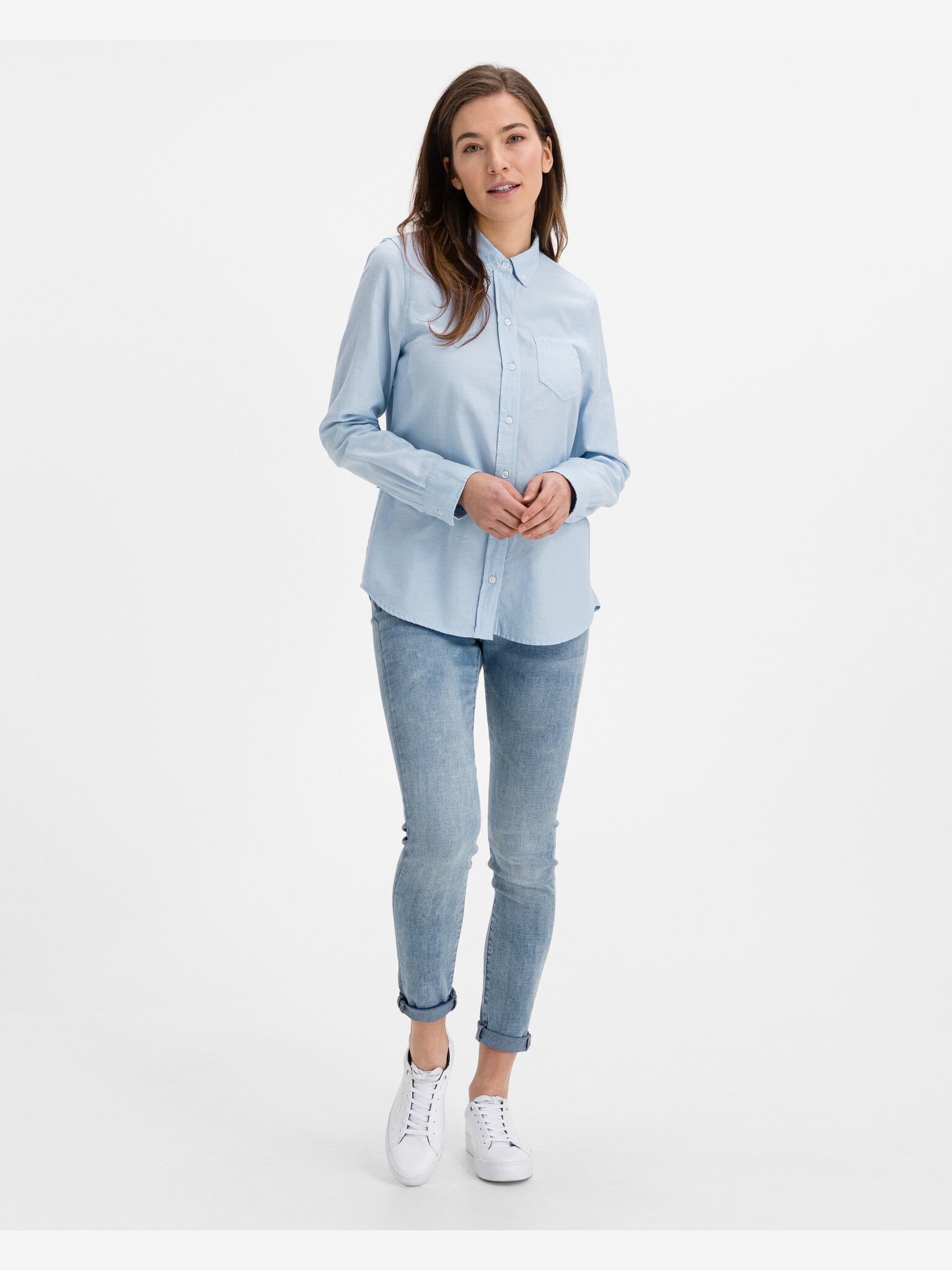 GAP Fitted Boyfriend Oxford Srajca Modra - Pepit.si