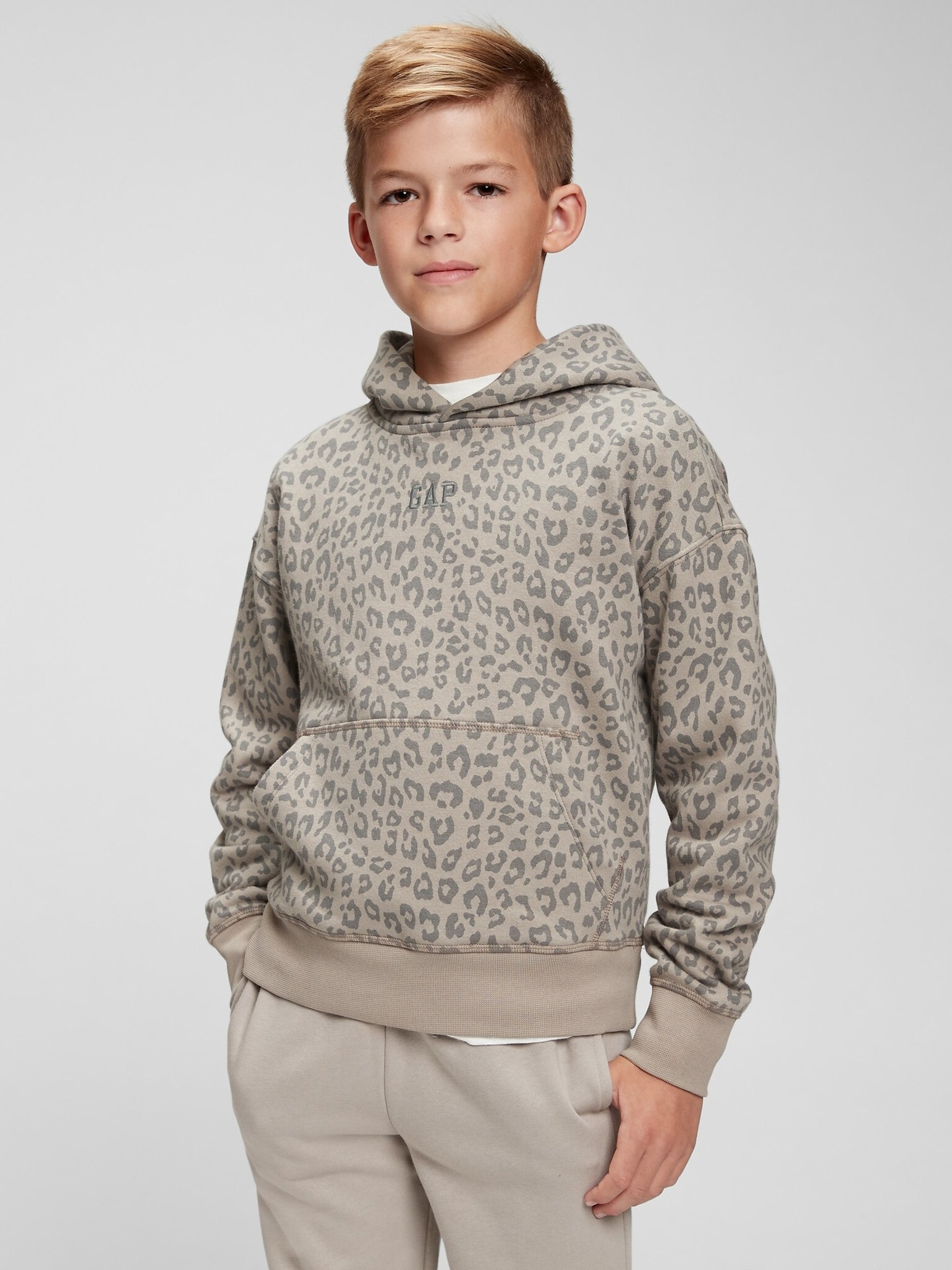 GAP Leopard Pulover otroška Siva - Pepit.si