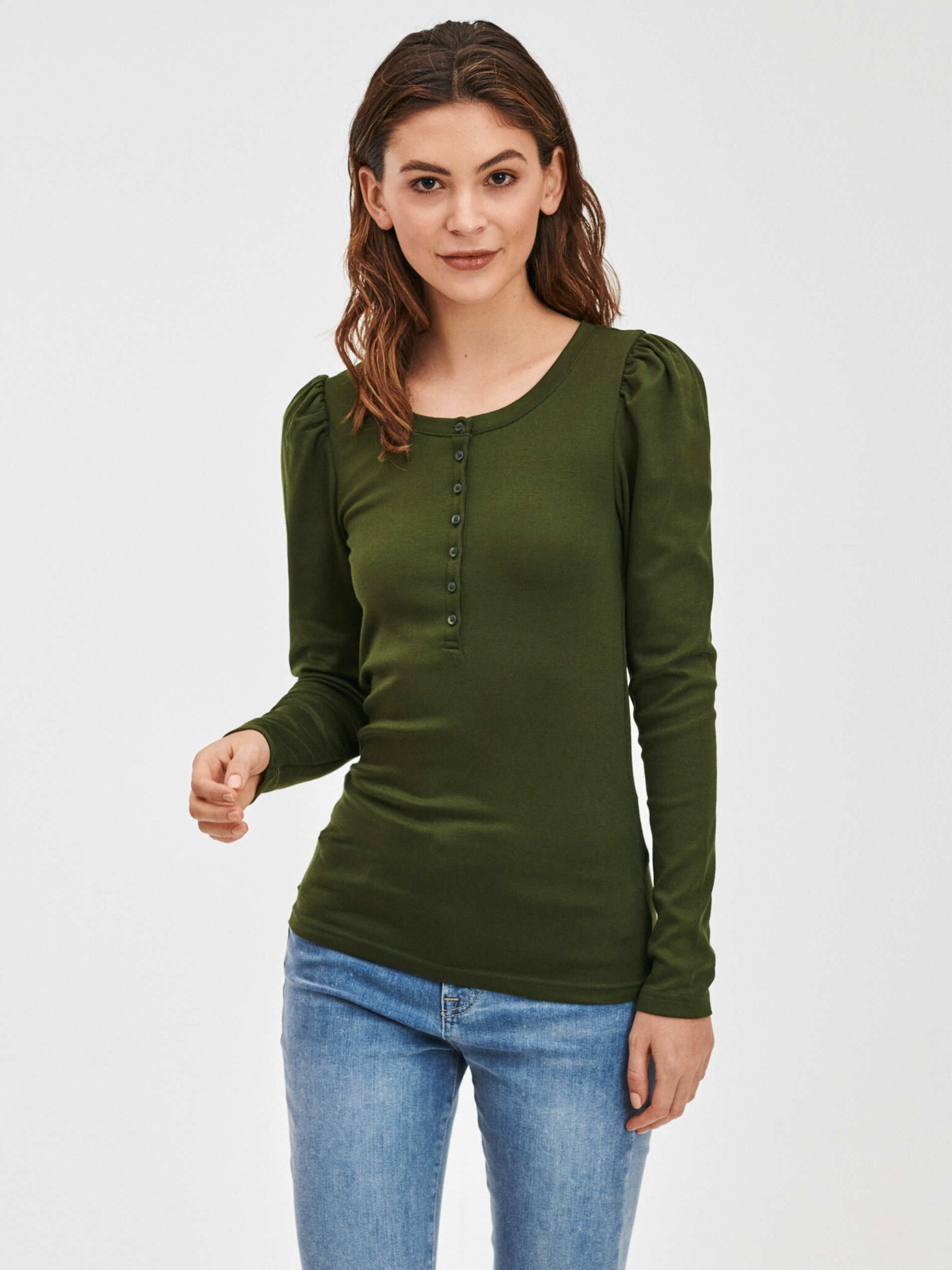 GAP Modern Henley Majica Zelena - Pepit.si