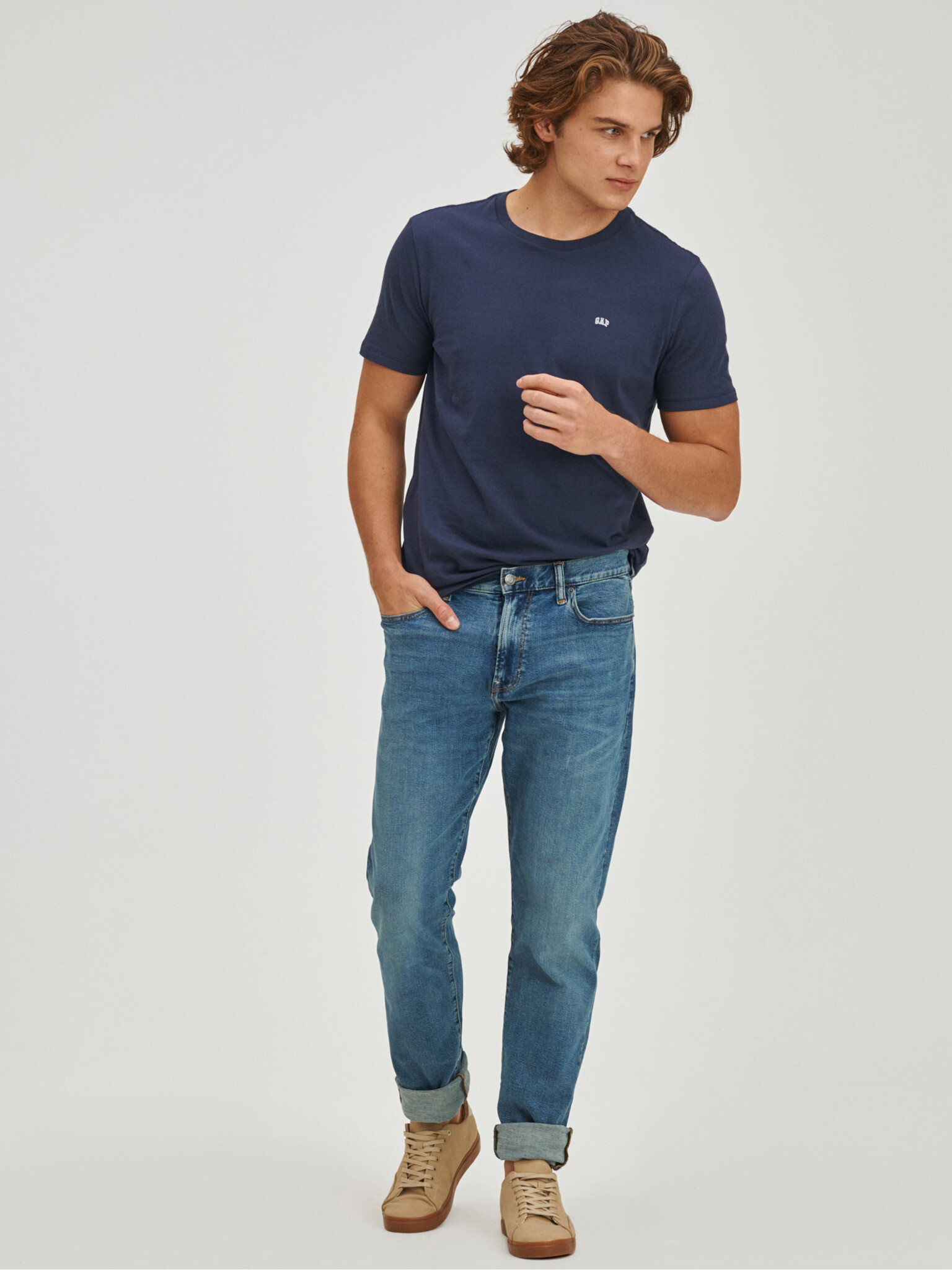 GAP V-Straight Taper Fairfax Medium Jeans Modra - Pepit.si