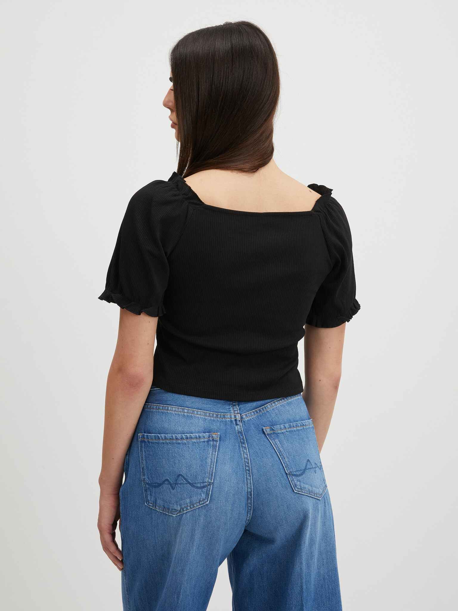 Pieces Tegan Crop top Črna - Pepit.si