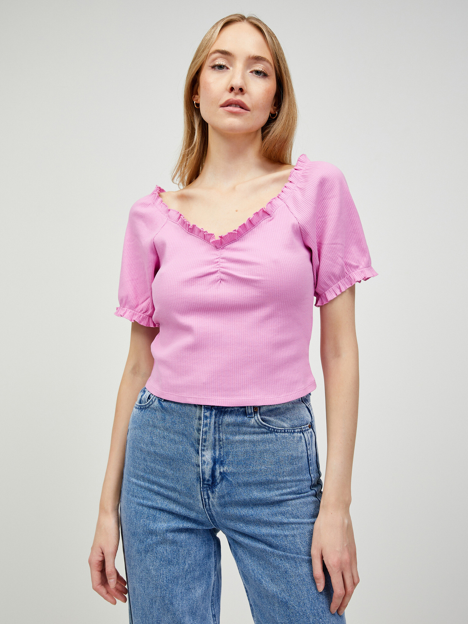 Pieces Tegan Crop top Roza - Pepit.si