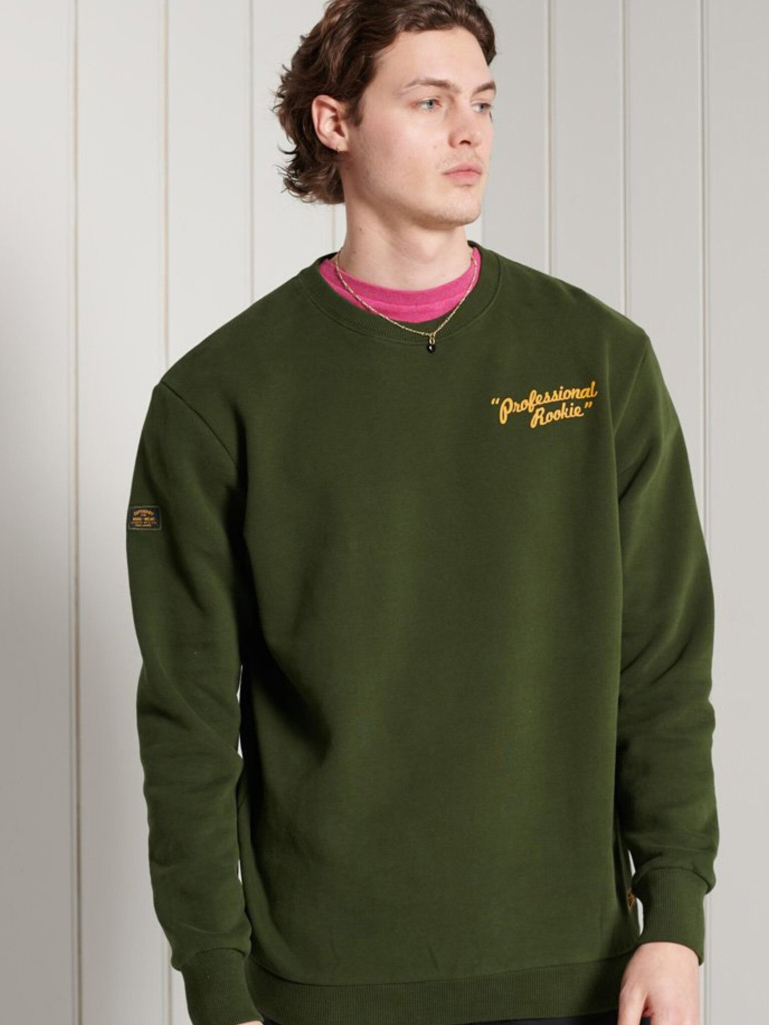 SuperDry Workwear Crew Neck Pulover Zelena - Pepit.si