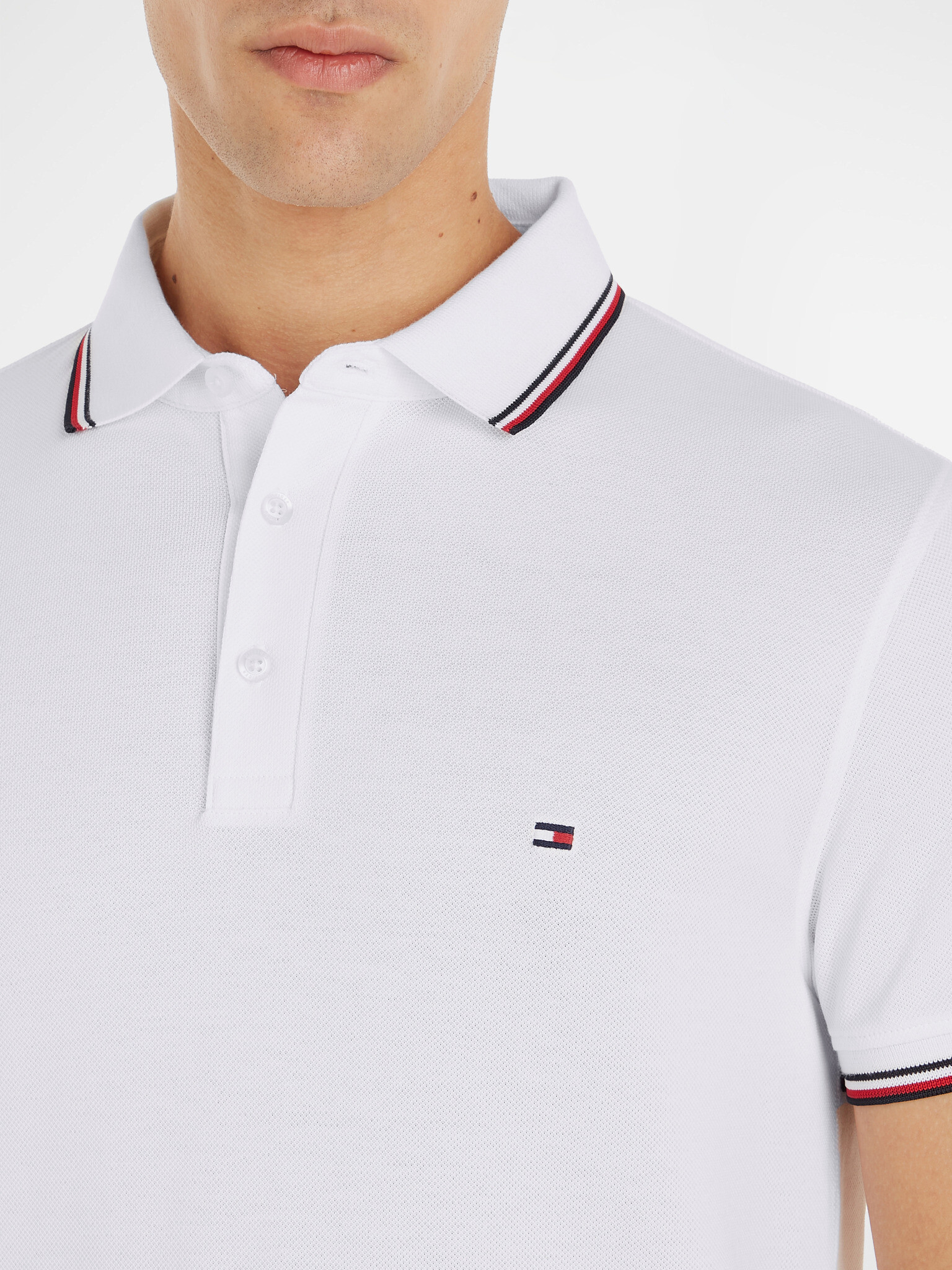 Tommy Hilfiger 1985 Tipped Slim Polo majica Bela - Pepit.si