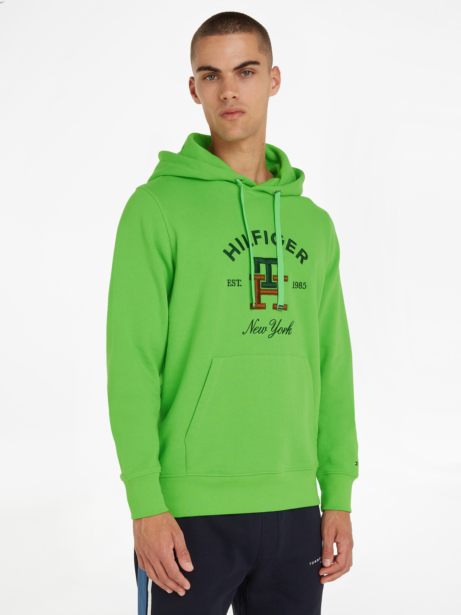 Tommy Hilfiger Curved Monogram Hoody Pulover Zelena - Pepit.si