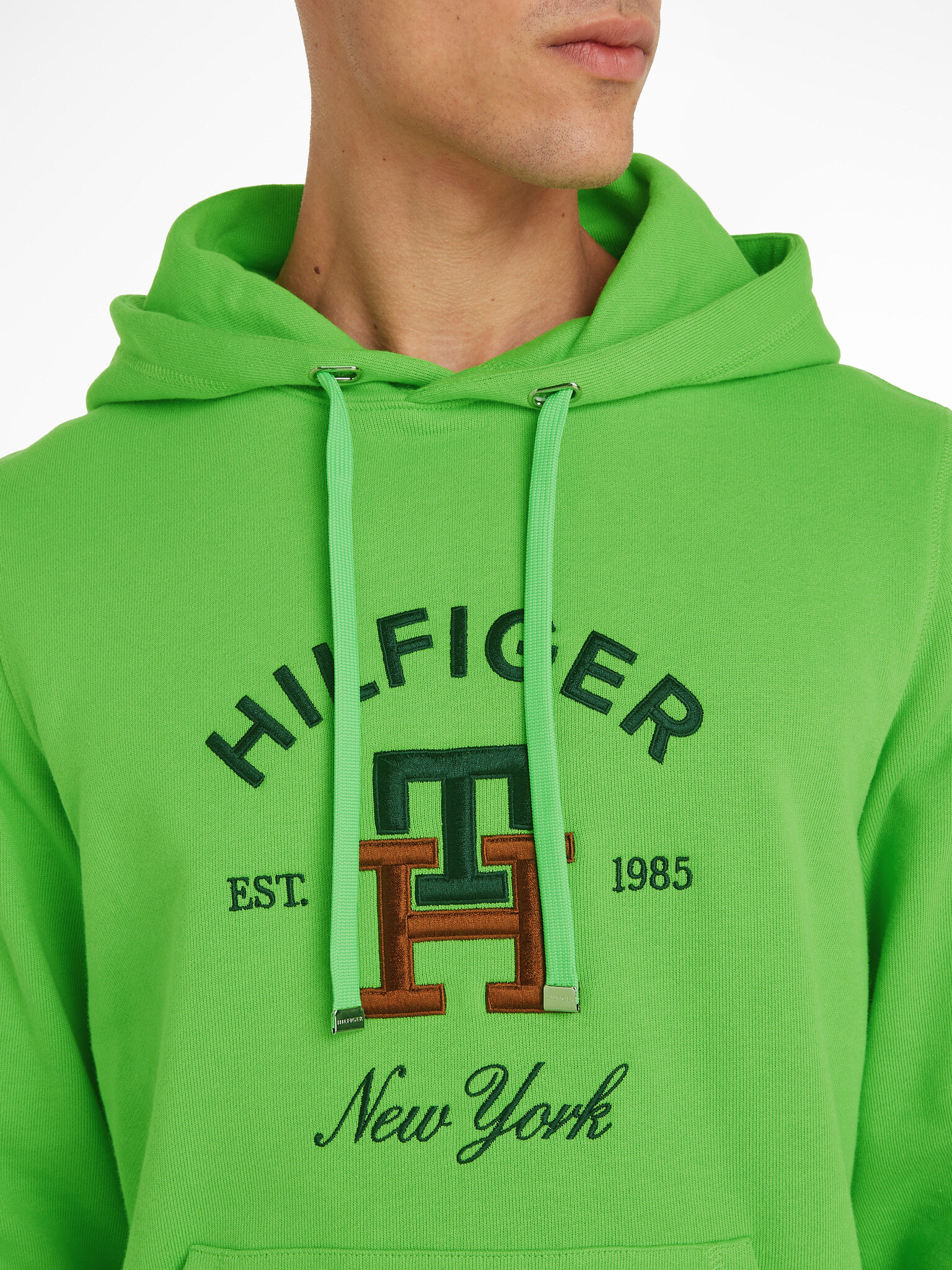 Tommy Hilfiger Curved Monogram Hoody Pulover Zelena - Pepit.si