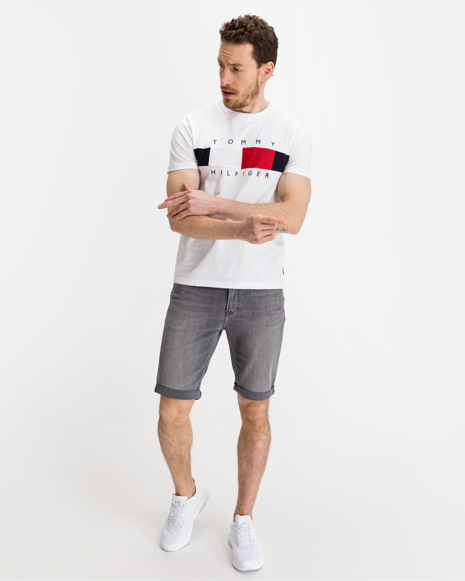 Tommy Hilfiger Textured Flag Majica Modra - Pepit.si