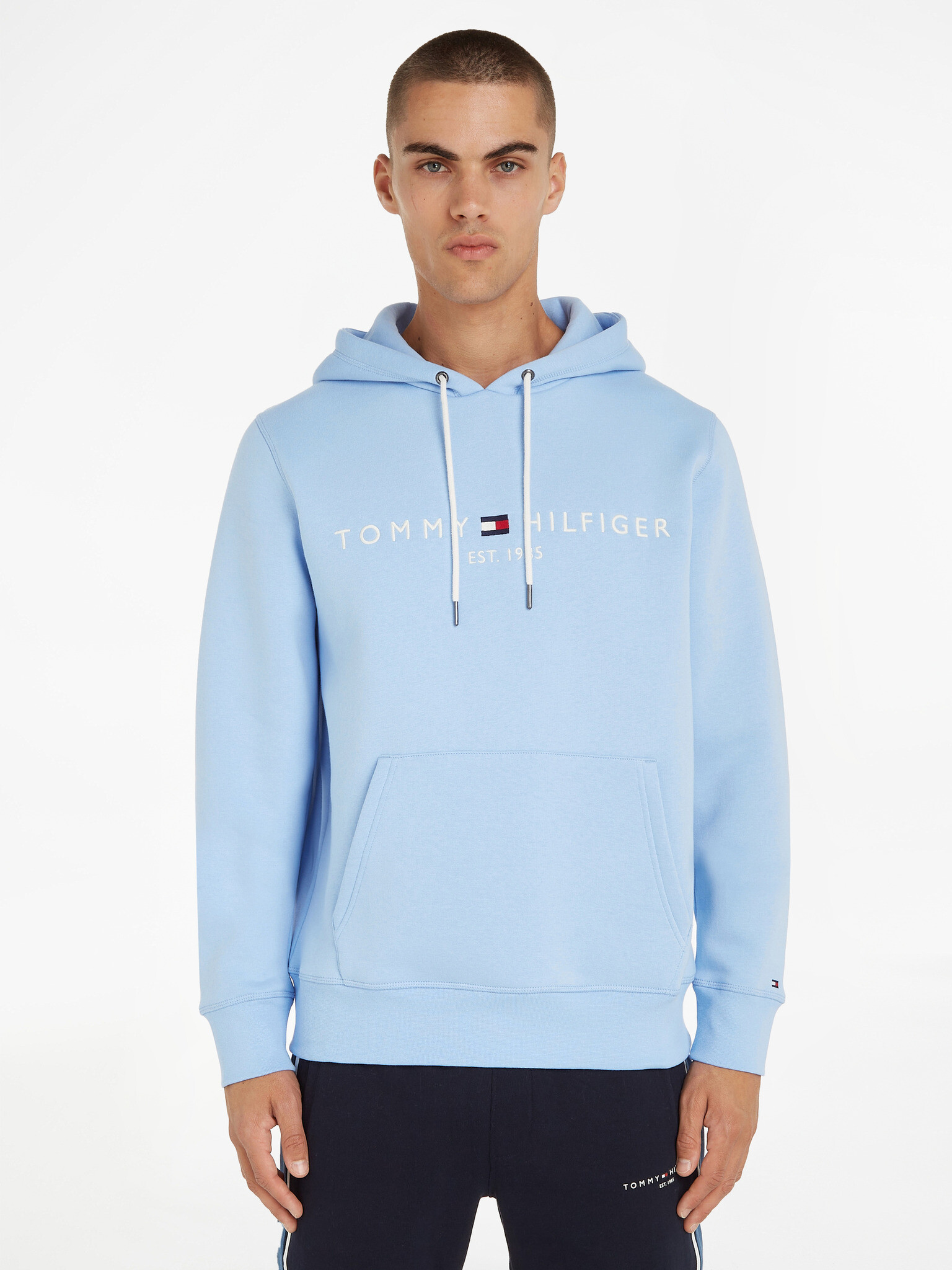 Tommy Hilfiger Tommy Logo Hoody Pulover Modra - Pepit.si