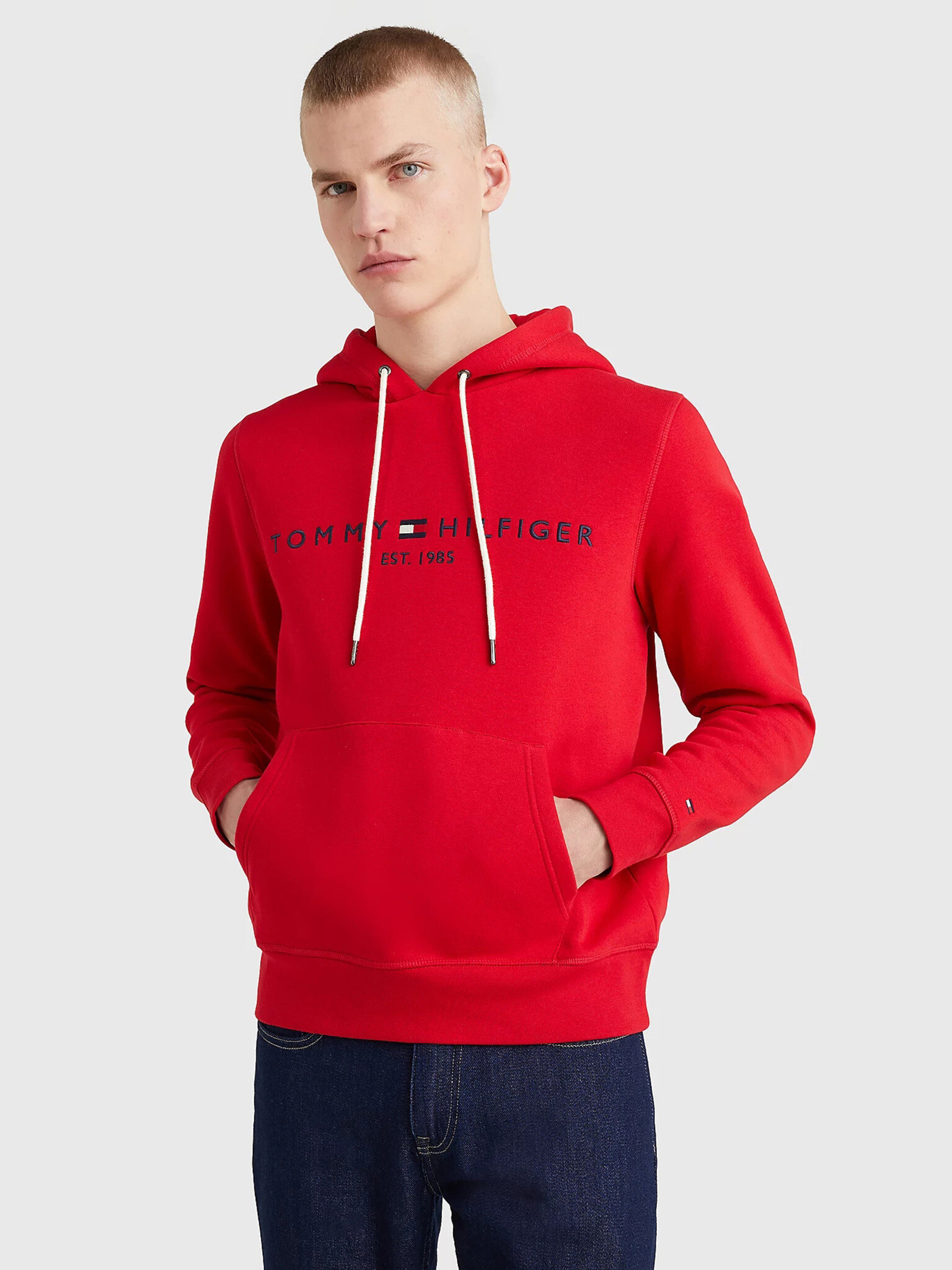 Tommy Hilfiger Tommy Logo Hoody Pulover Rdeča - Pepit.si