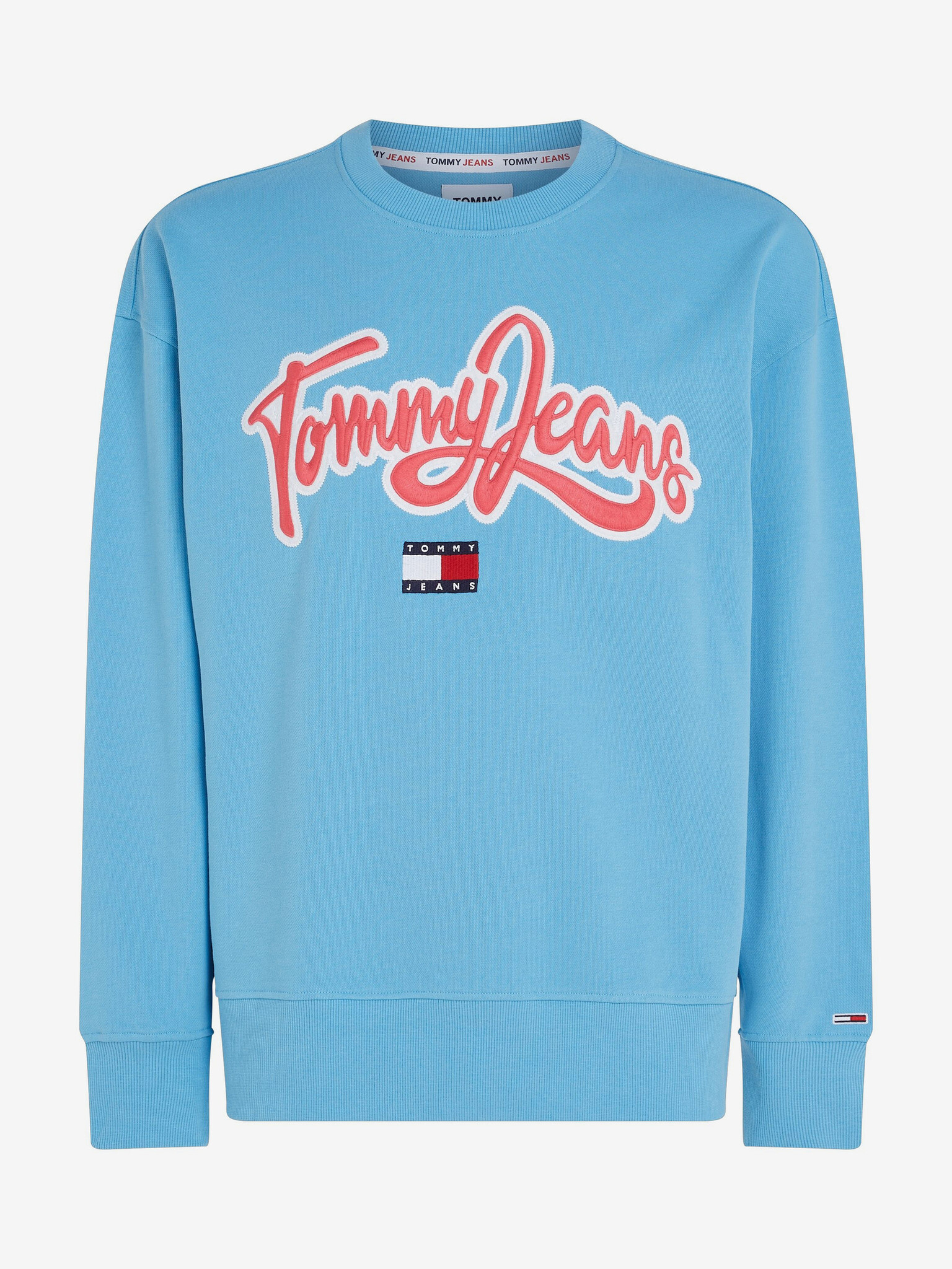 Tommy Jeans College Pop Text Crew Pulover Modra - Pepit.si