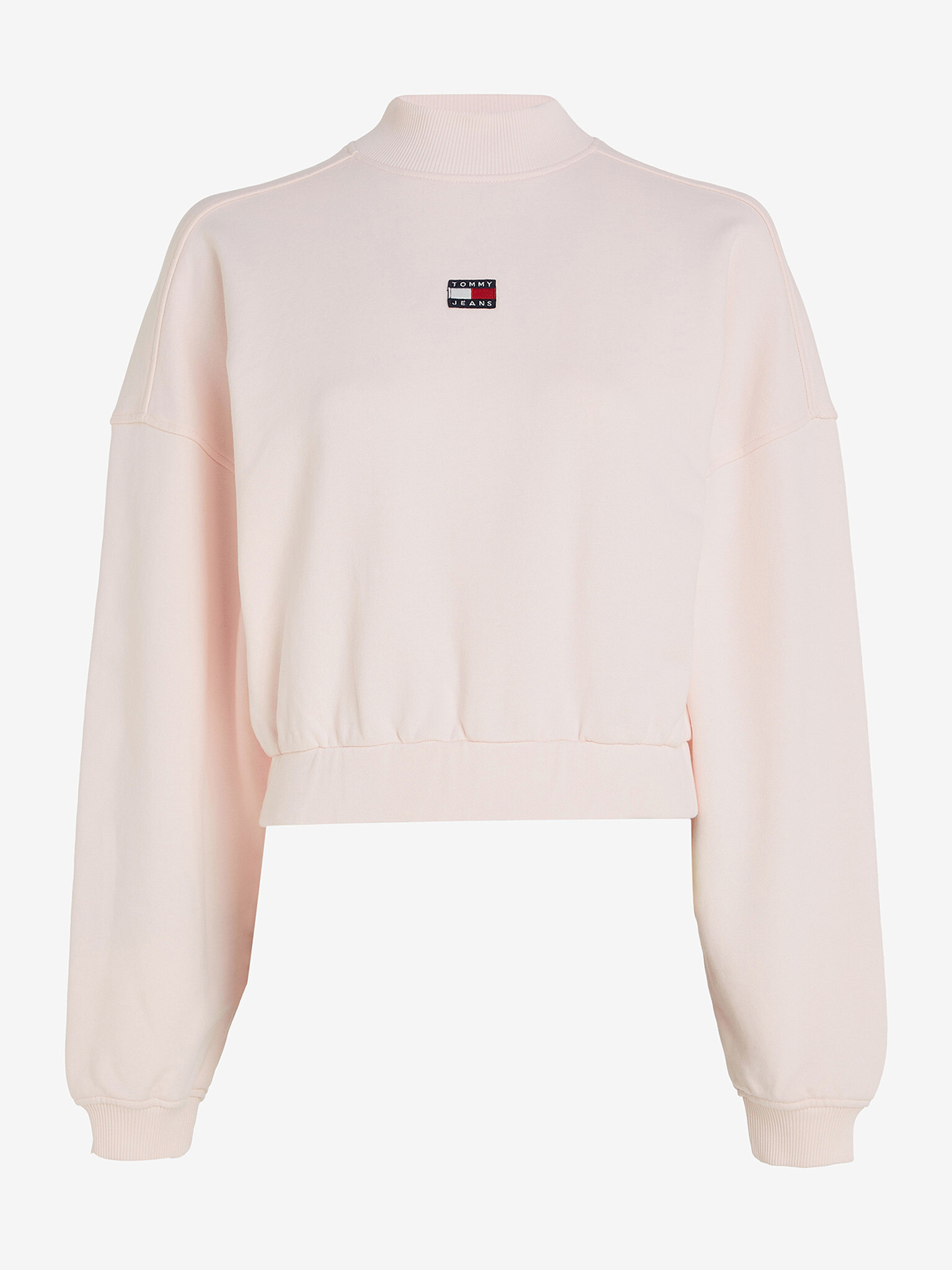 Tommy Jeans Mock Neck Badge Boxy Cropped Pulover Roza - Pepit.si