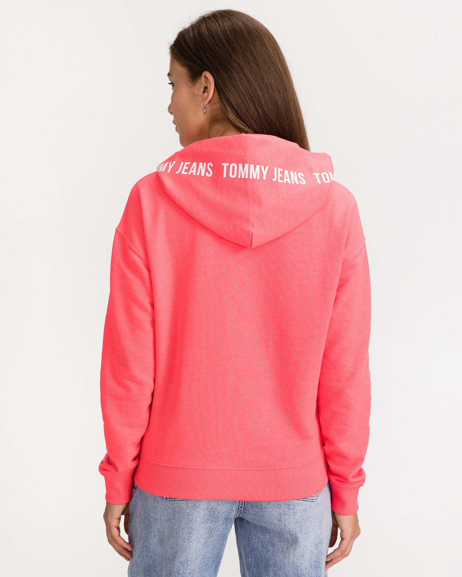 Tommy Jeans Repeat Logo Tape Pulover Roza - Pepit.si