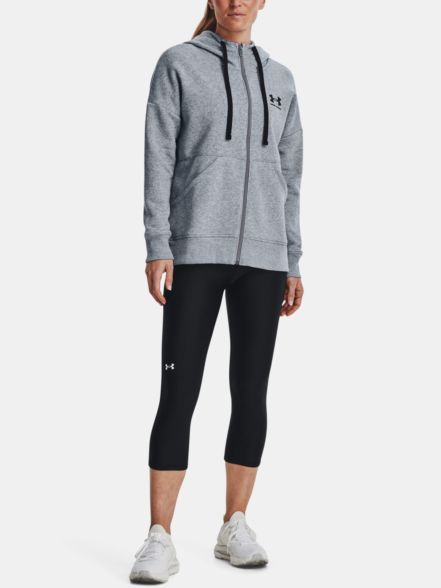 Under Armour Rival Fleece FZ Hoodie Pulover Siva - Pepit.si