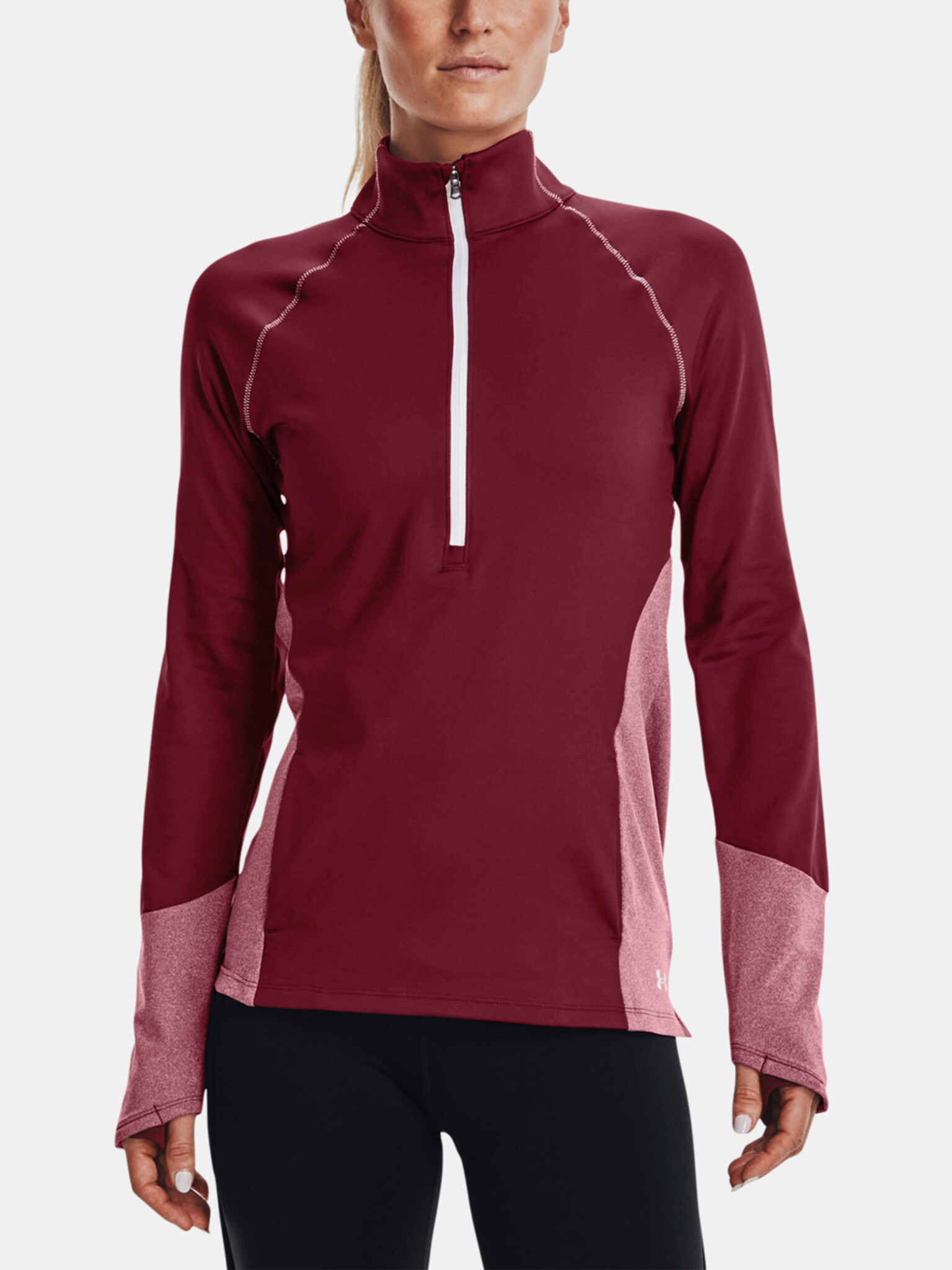 Under Armour UA ColdGear 1/2 Zip-RED Pulover Rdeča - Pepit.si