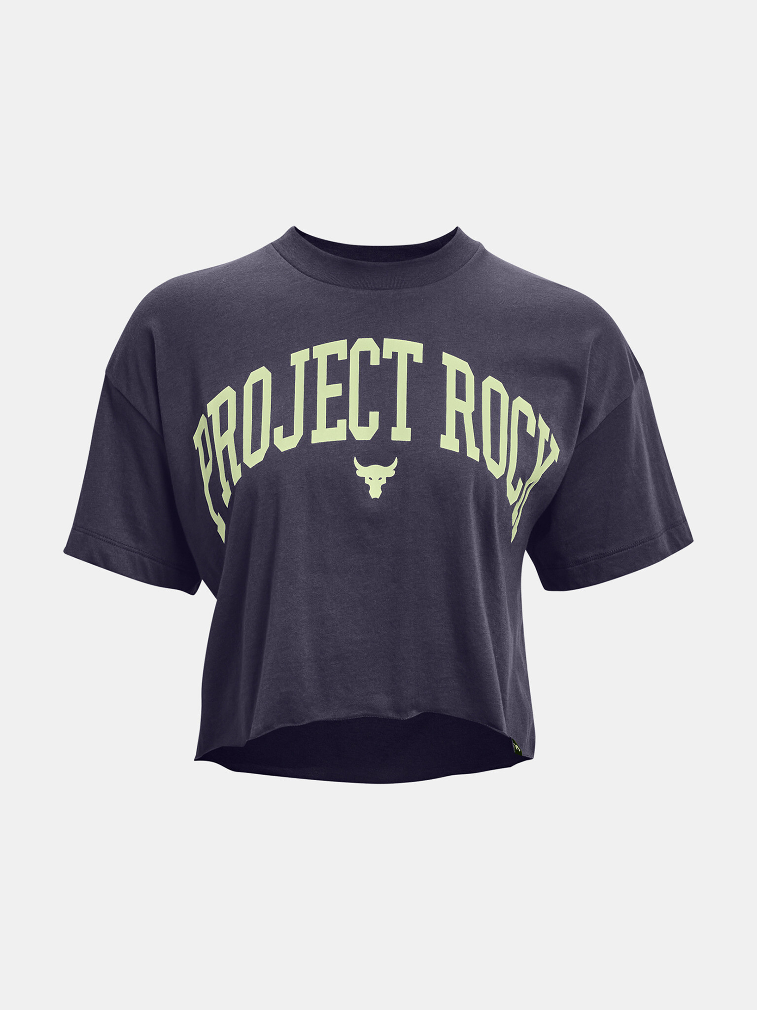 Under Armour UA Project Rock SS Crop Majica Siva - Pepit.si