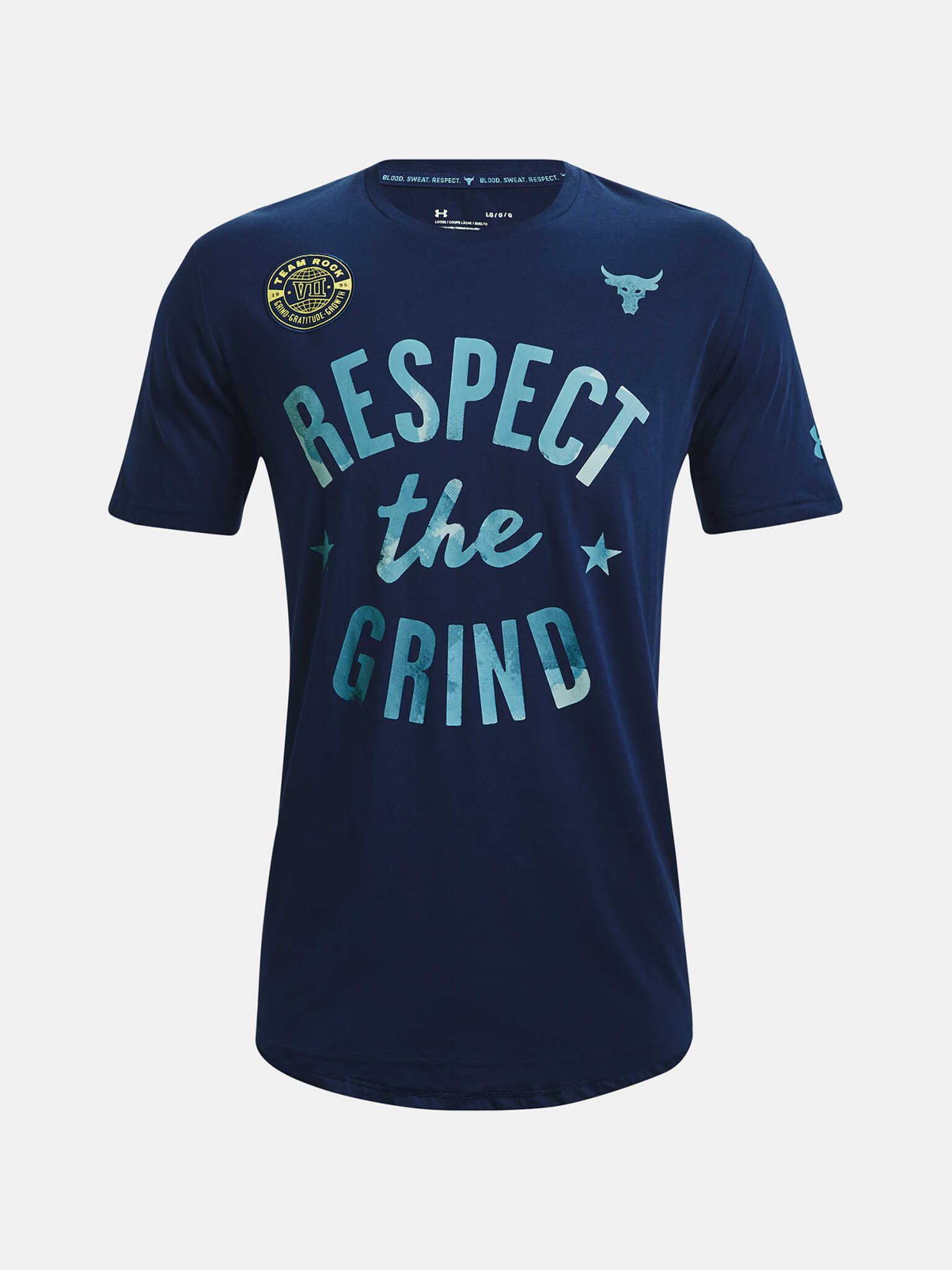 Under Armour UA Project Rock The Grind SS Majica Modra - Pepit.si