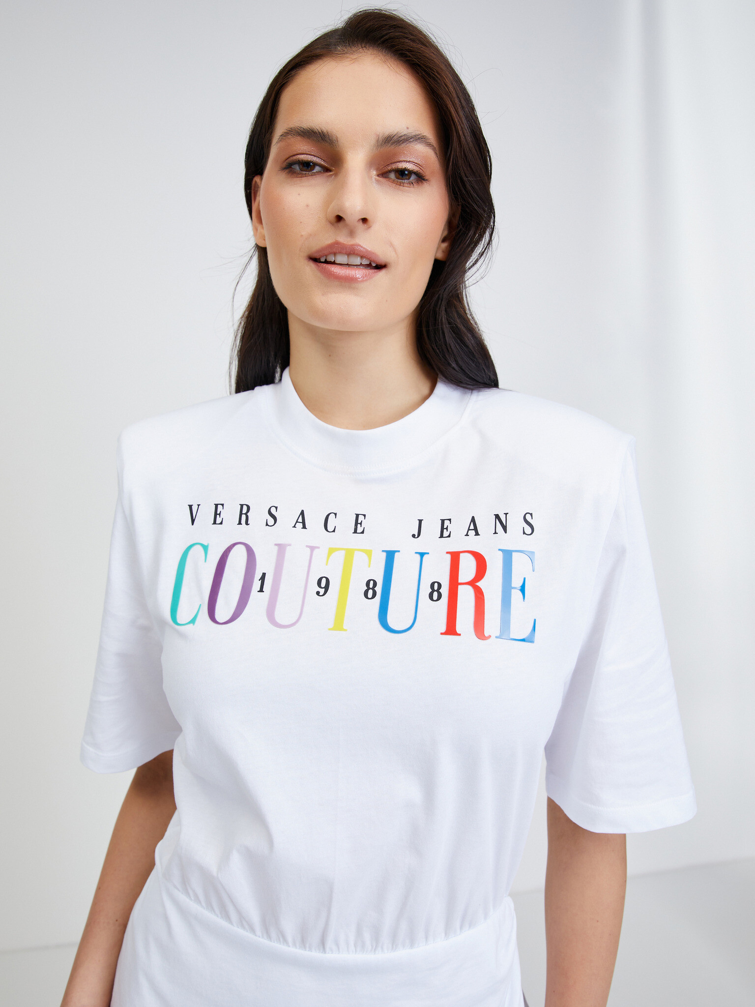 Versace Jeans Couture Rainbow Obleka Bela - Pepit.si