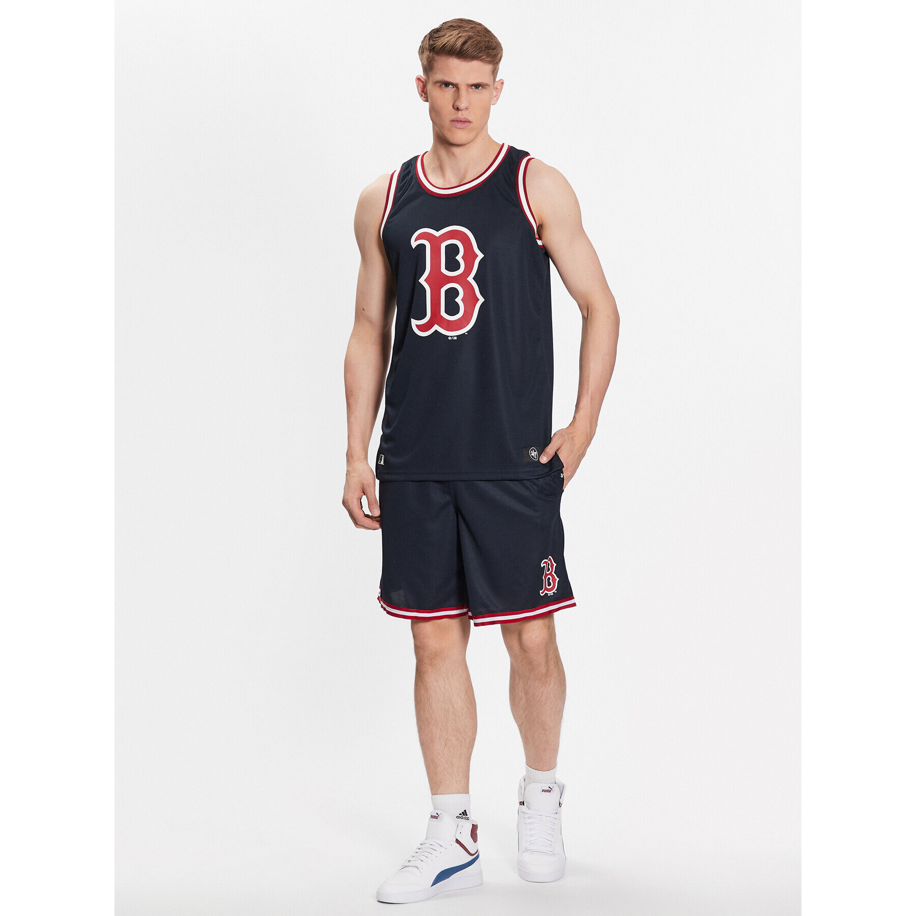 47 Brand Majica brez rokavov Boston Red Sox 47 Grafton Tank Mornarsko modra Regular Fit - Pepit.si