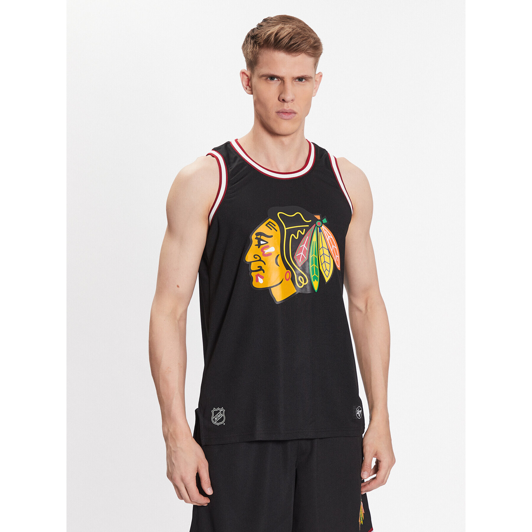 47 Brand Majica brez rokavov Chicago Blackhawks 47 Grafton Tank Črna Regular Fit - Pepit.si