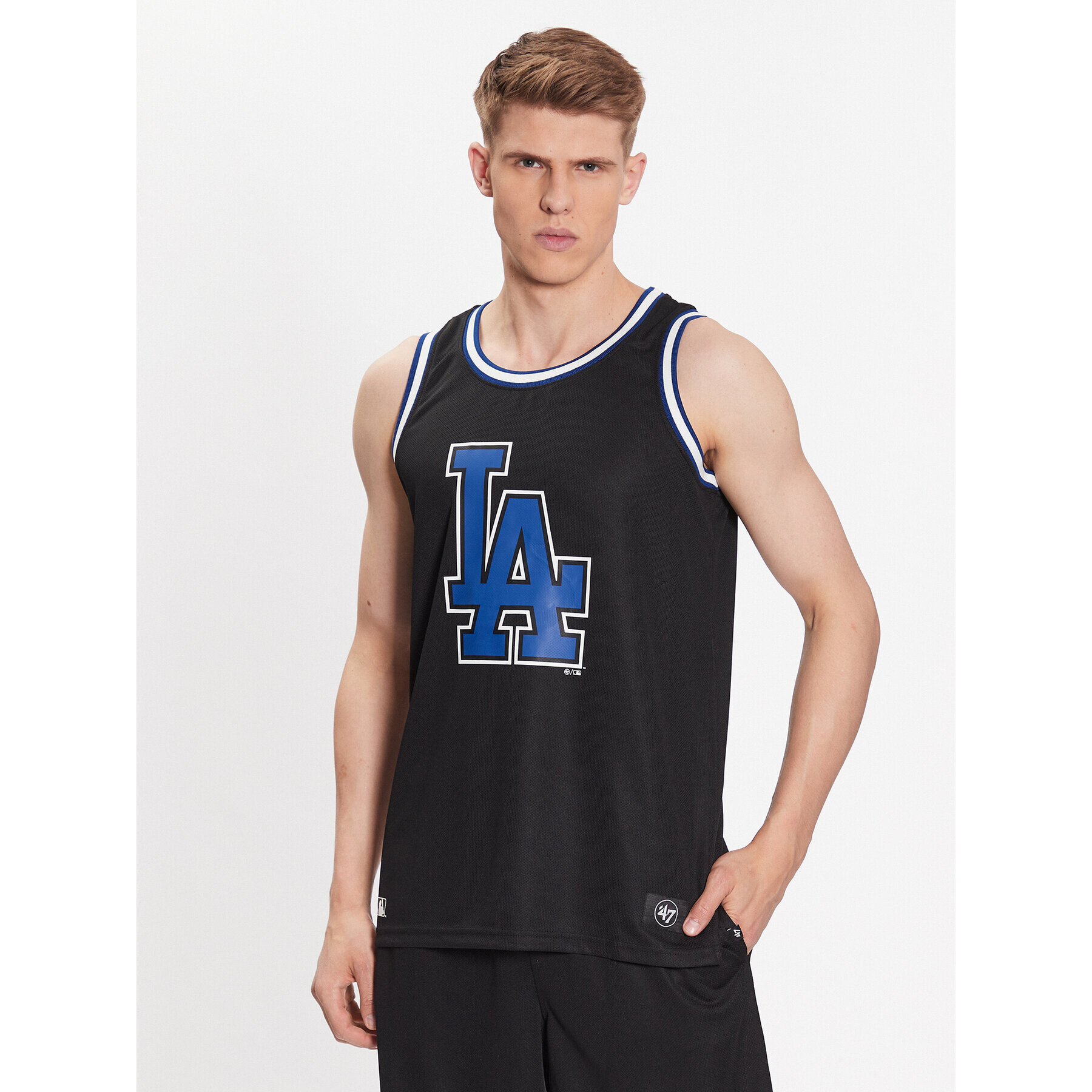 47 Brand Majica brez rokavov Los Angeles Dodgers 47 Grafton Tank Črna Regular Fit - Pepit.si