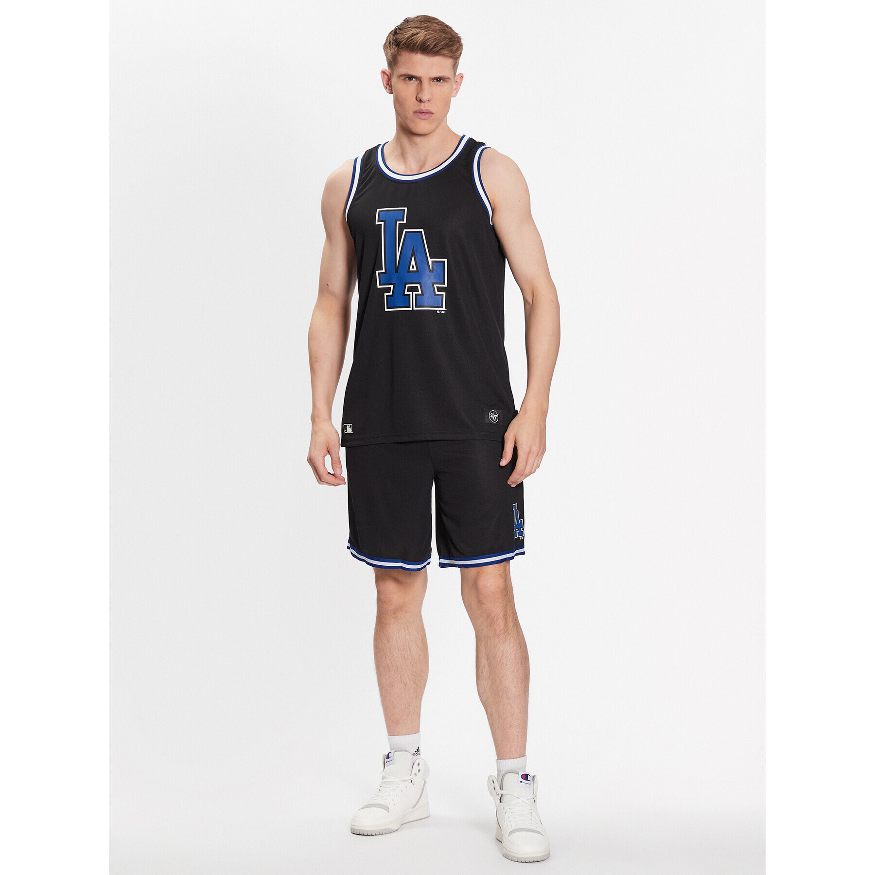 47 Brand Majica brez rokavov Los Angeles Dodgers 47 Grafton Tank Črna Regular Fit - Pepit.si