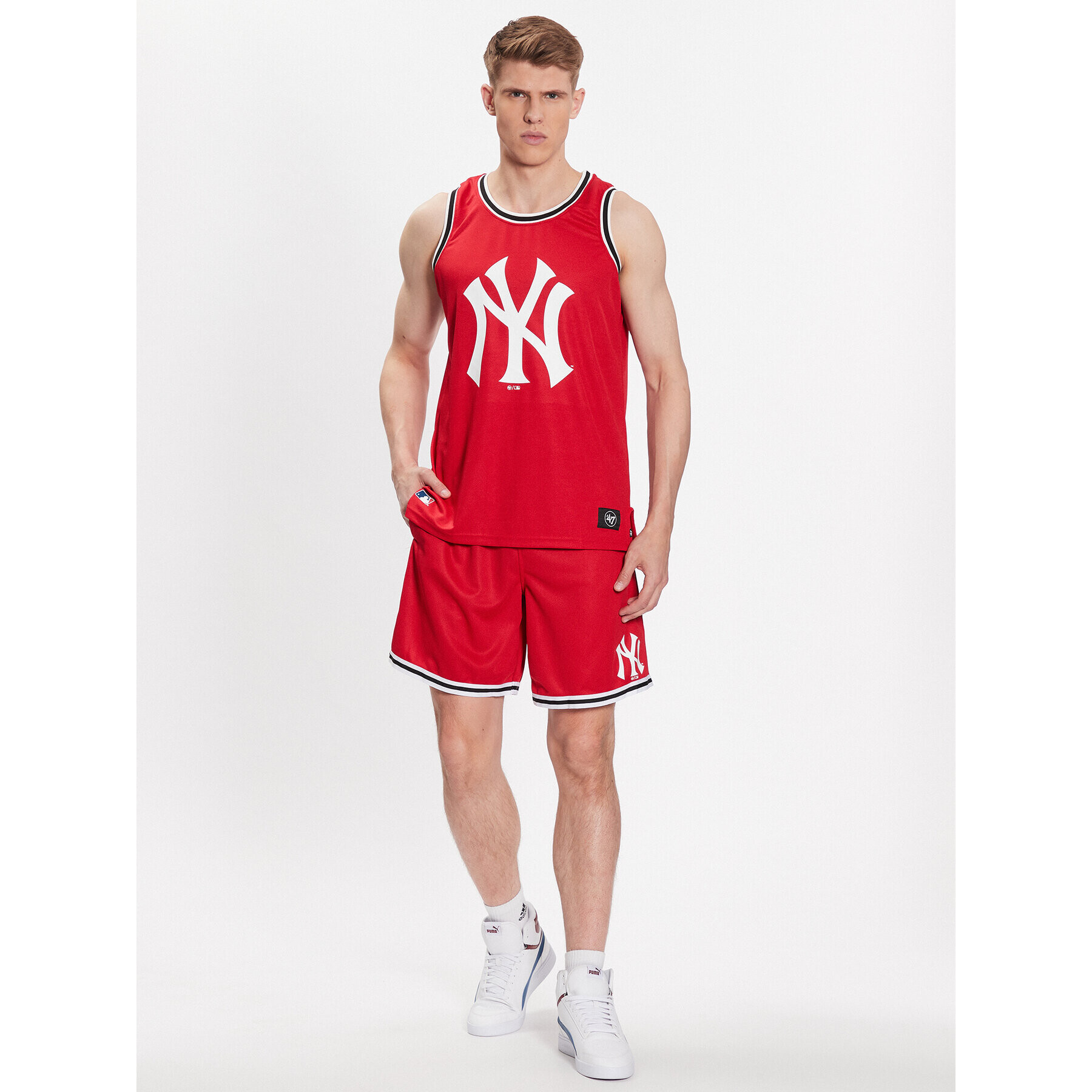 47 Brand Majica brez rokavov New York Yankees 47 Grafton Tank Rdeča Regular Fit - Pepit.si