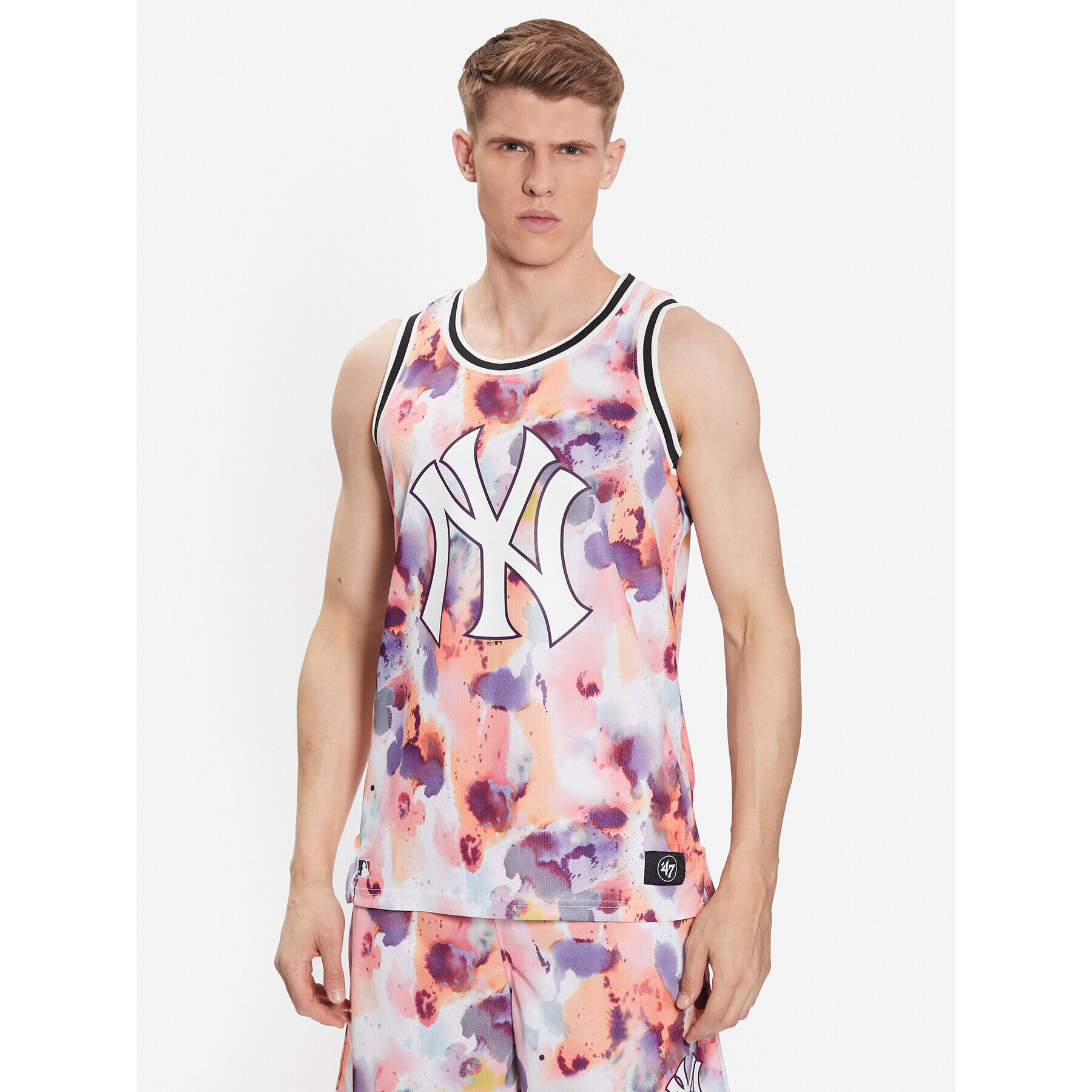 47 Brand Majica brez rokavov New York Yankees Day Glow Repeat 47 Grafton Tank Pisana Regular Fit - Pepit.si