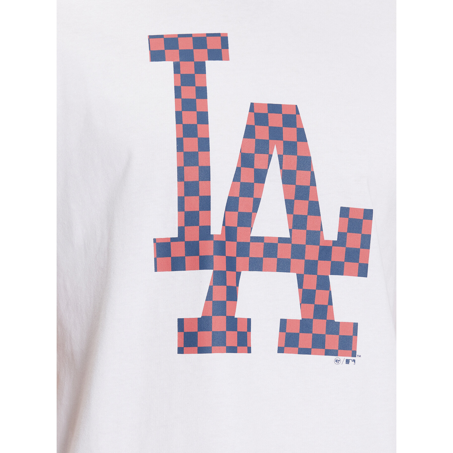 47 Brand Majica Los Angeles Dodgers Check Up '47 Echo Tee Bela Regular Fit - Pepit.si