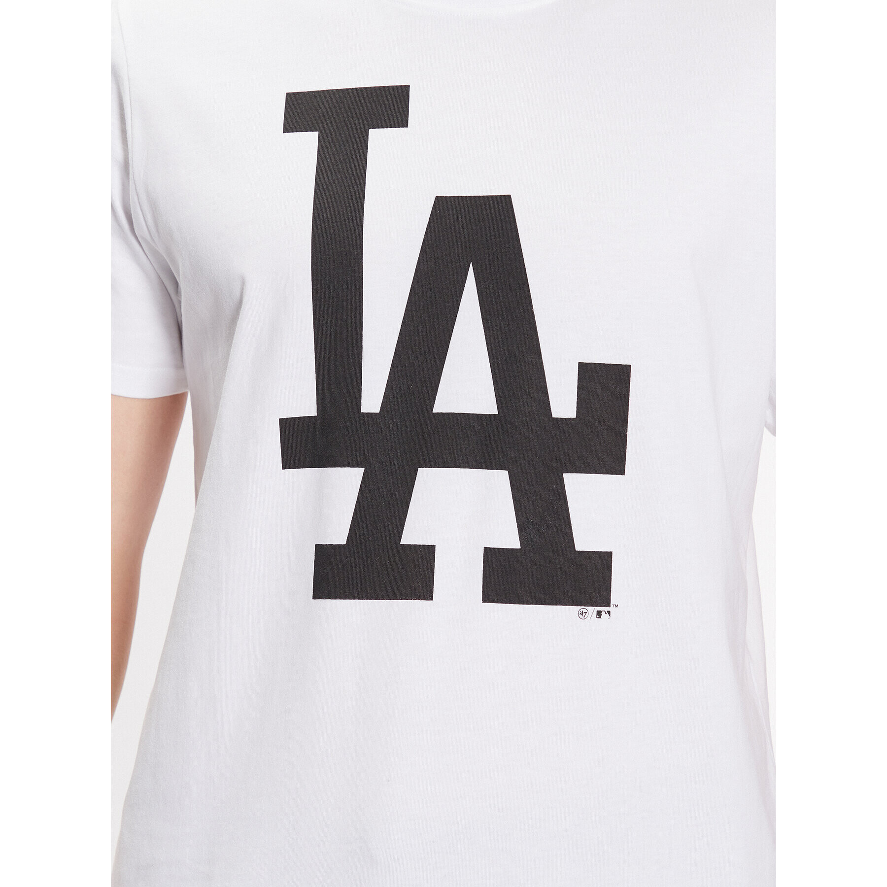 47 Brand Majica Los Angeles Dodgers Imprint 47 Echo Tee Bela Regular Fit - Pepit.si