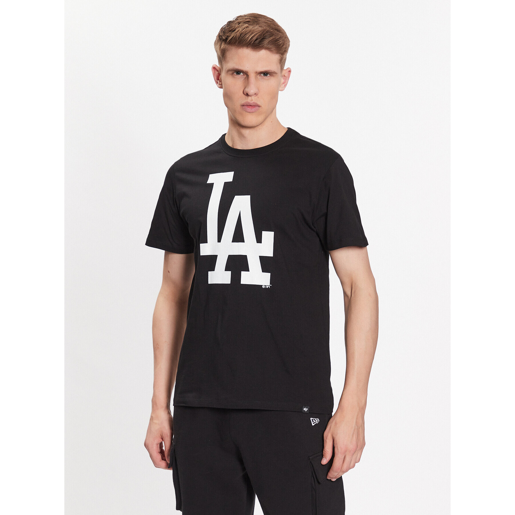 47 Brand Majica Los Angeles Dodgers Imprint 47 Echo Tee Črna Regular Fit - Pepit.si